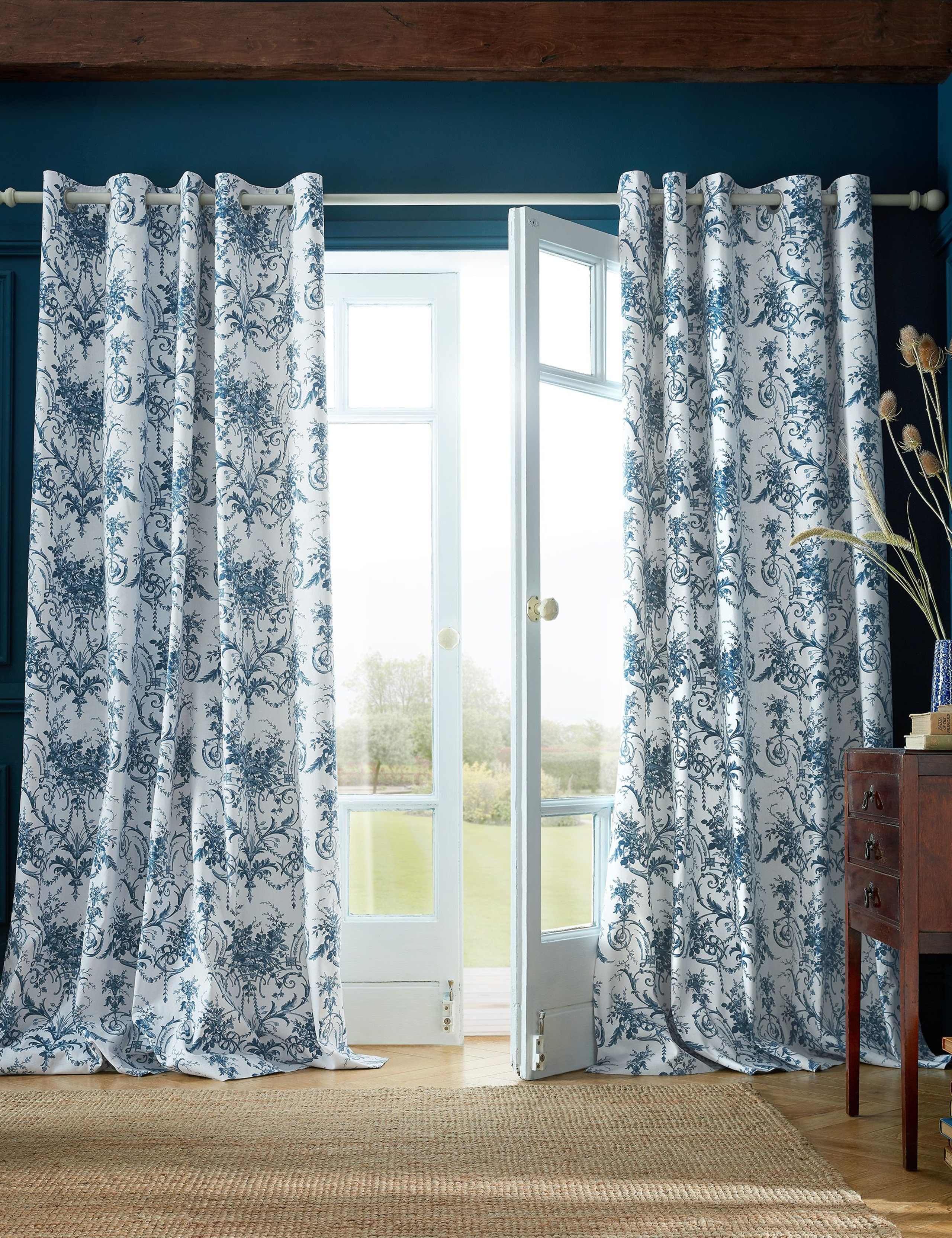 Tuileries Pure Cotton Floral Eyelet Curtains 1 of 2