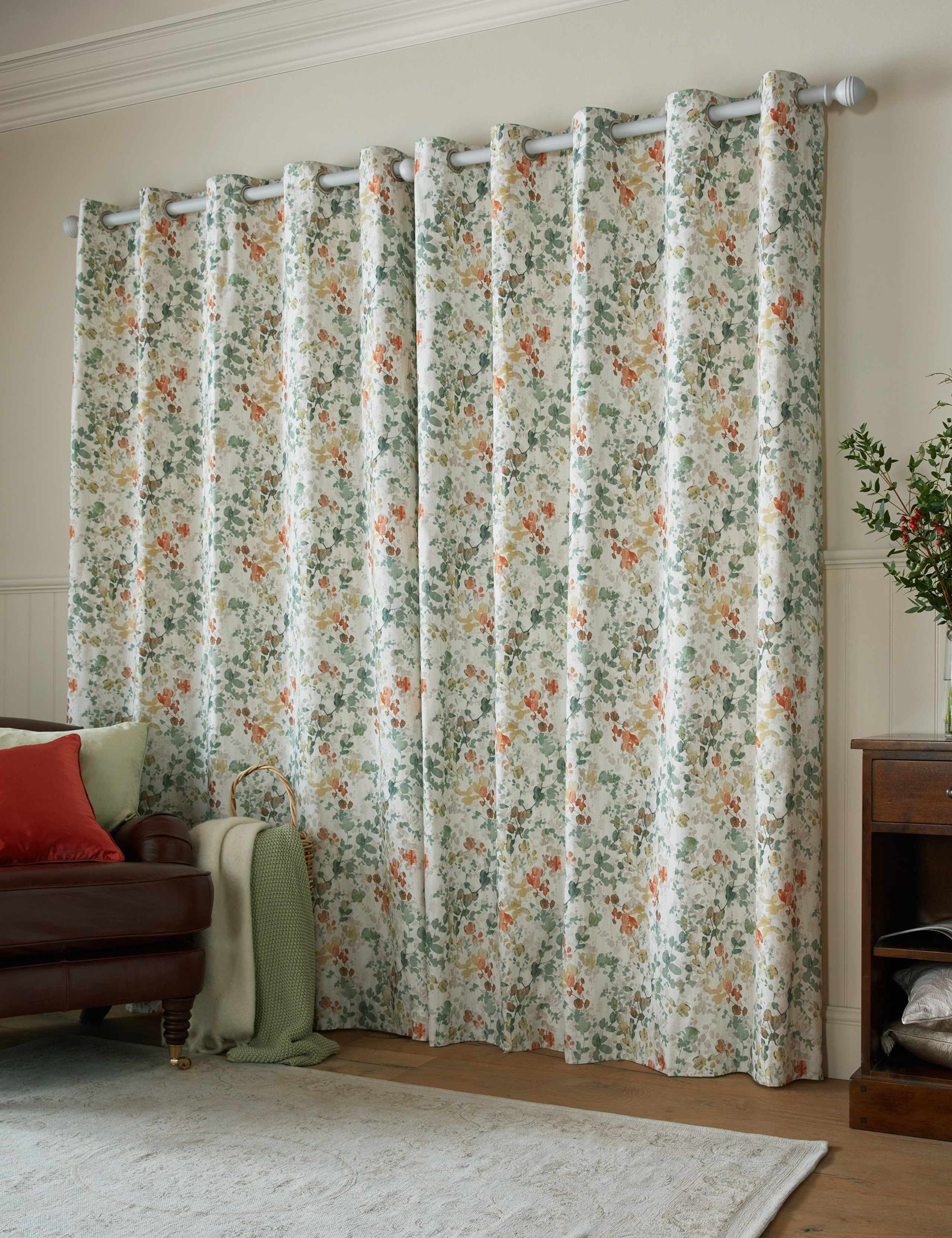 Old Castle Leaves Cotton Rich Eyelet Curtains 2 of 4