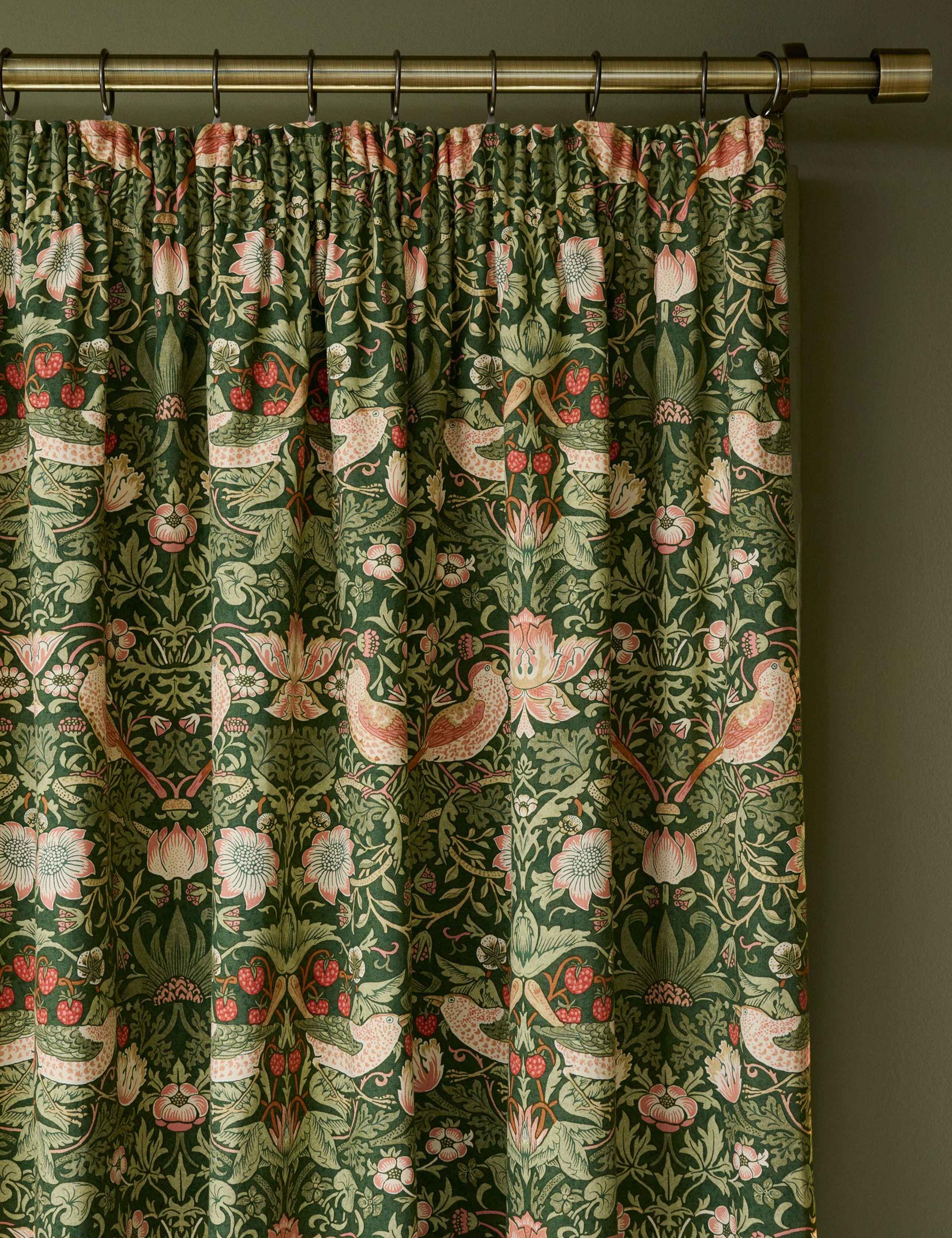 Strawberry Thief Pure Cotton Pencil Pleat Blackout Curtains 2 of 3