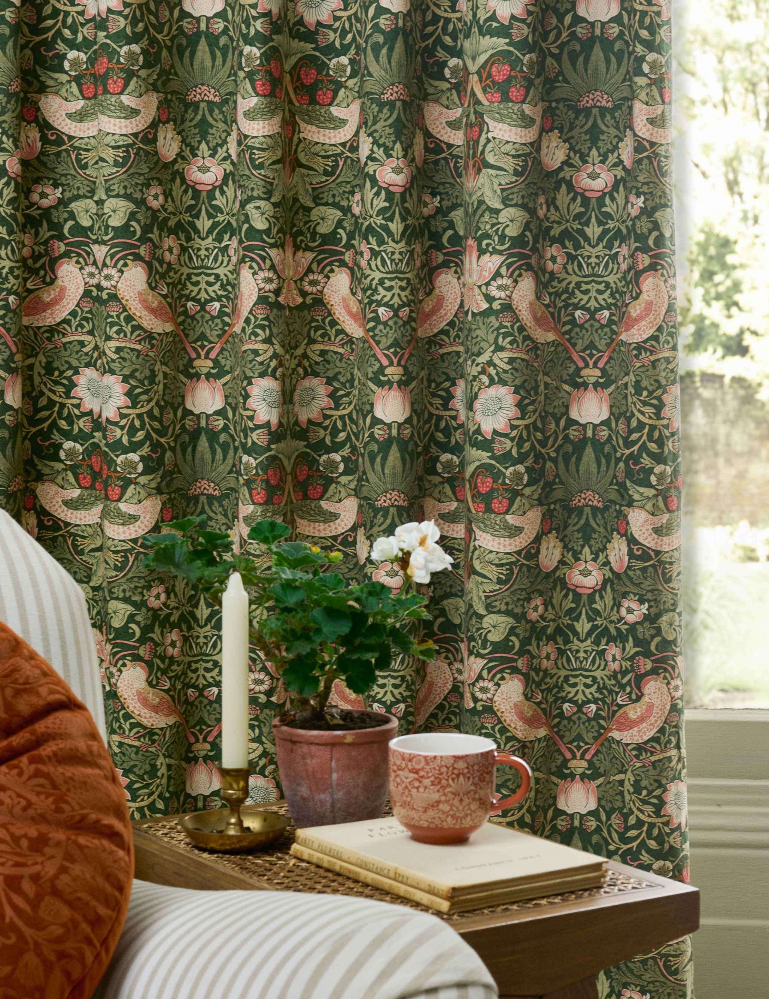 Strawberry Thief Pure Cotton Pencil Pleat Blackout Curtains 3 of 3