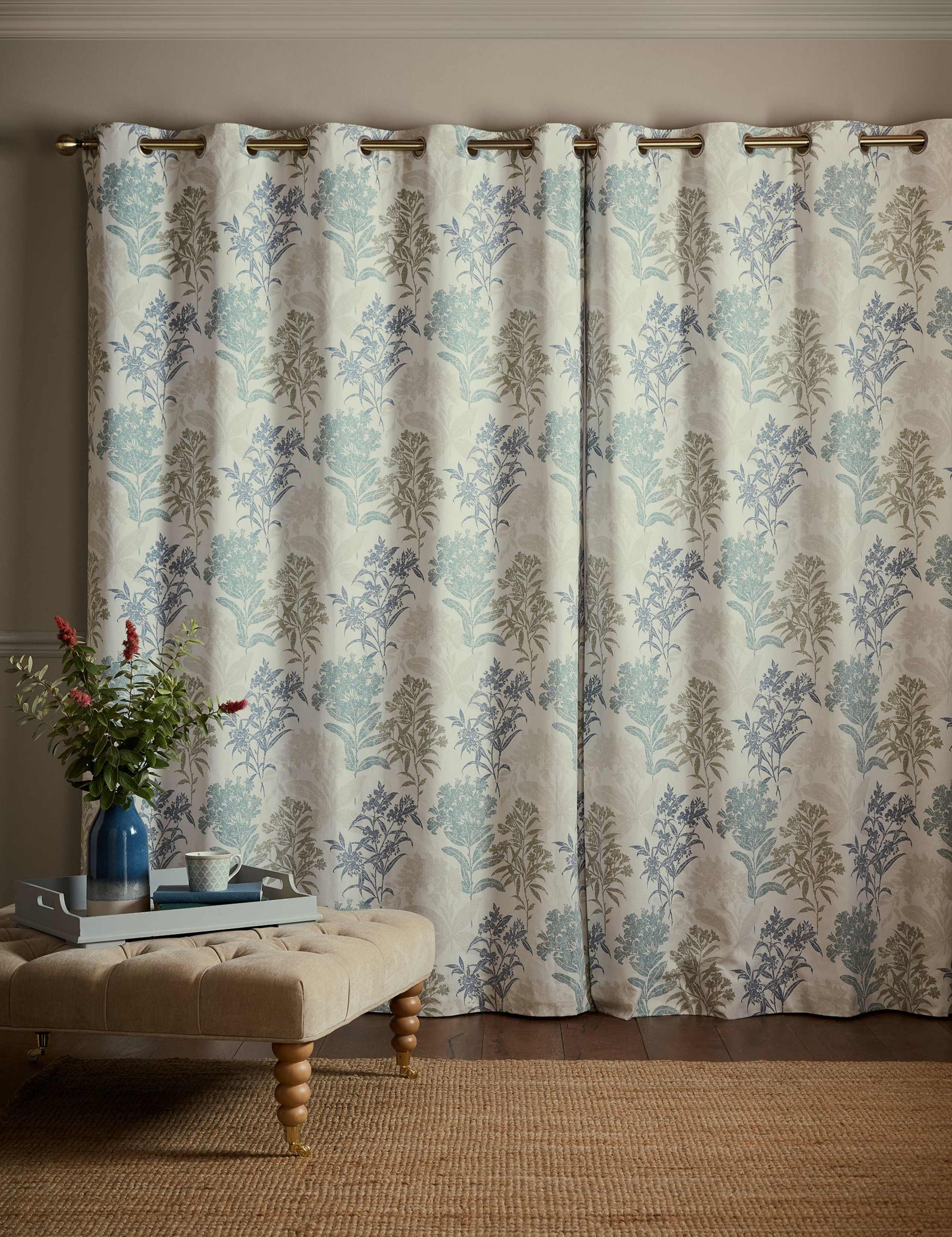 Tenby Pure Cotton Eyelet Blackout Curtains 2 of 4