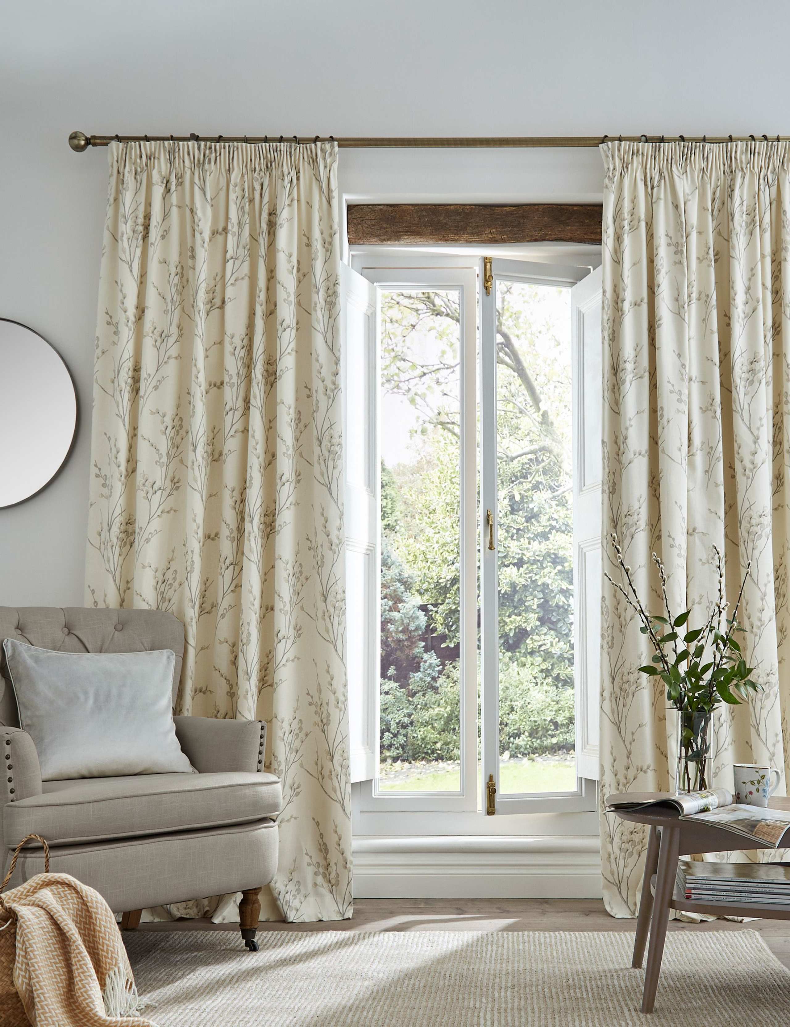 Pure Cotton Pussy Willow Pencil Pleat Curtains 1 of 3