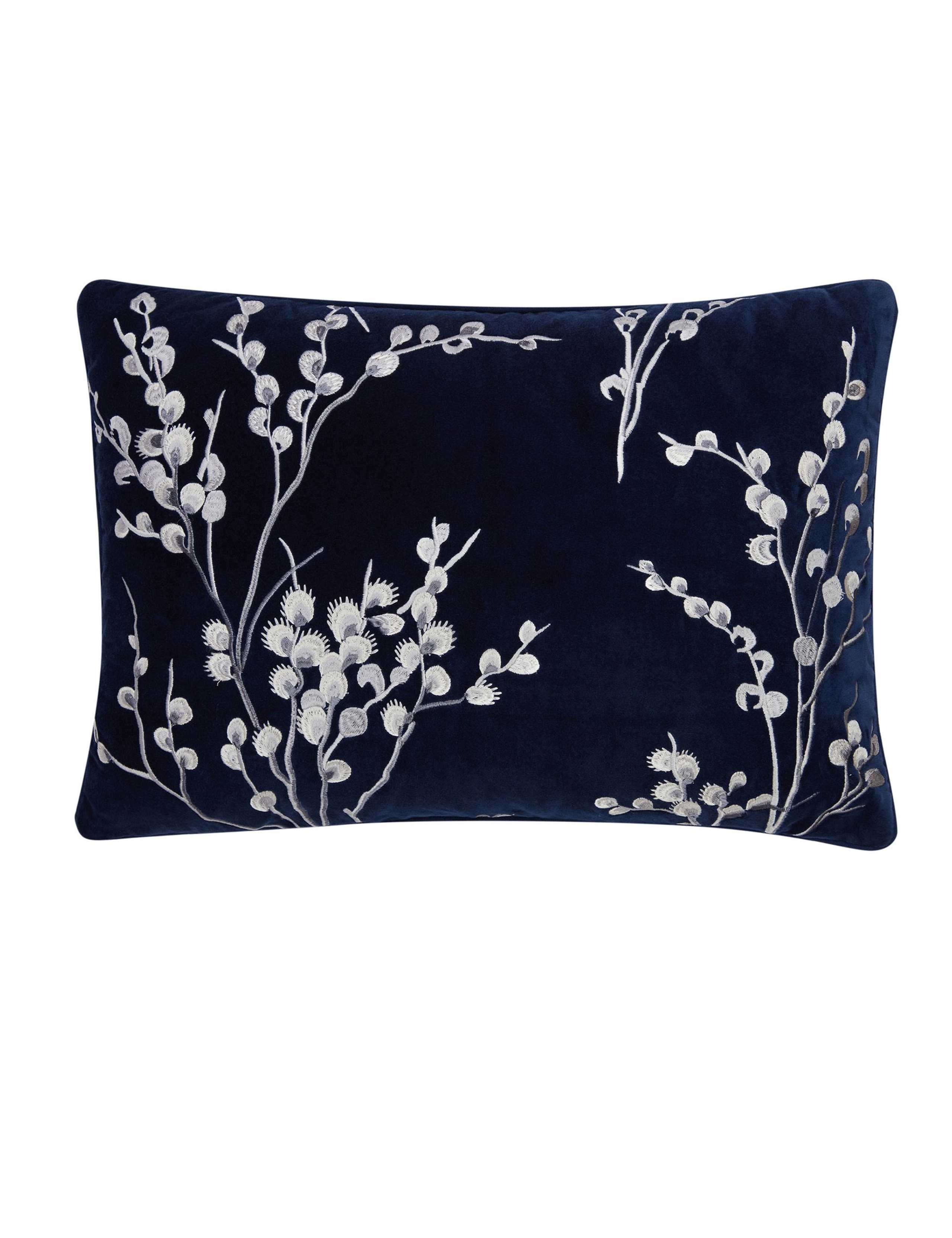 Pussy Willow Velvet Embroidered Cushion 2 of 2
