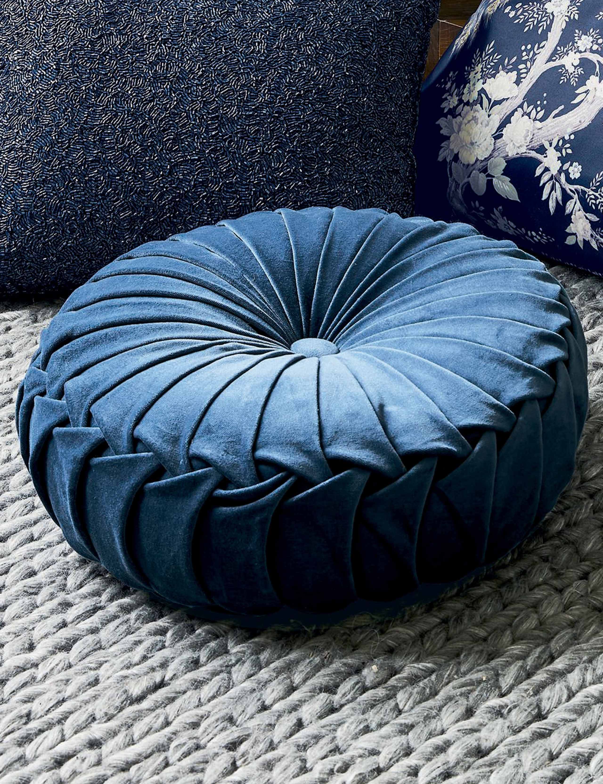 Rosanna Velvet Round Pleated Cushion 1 of 2