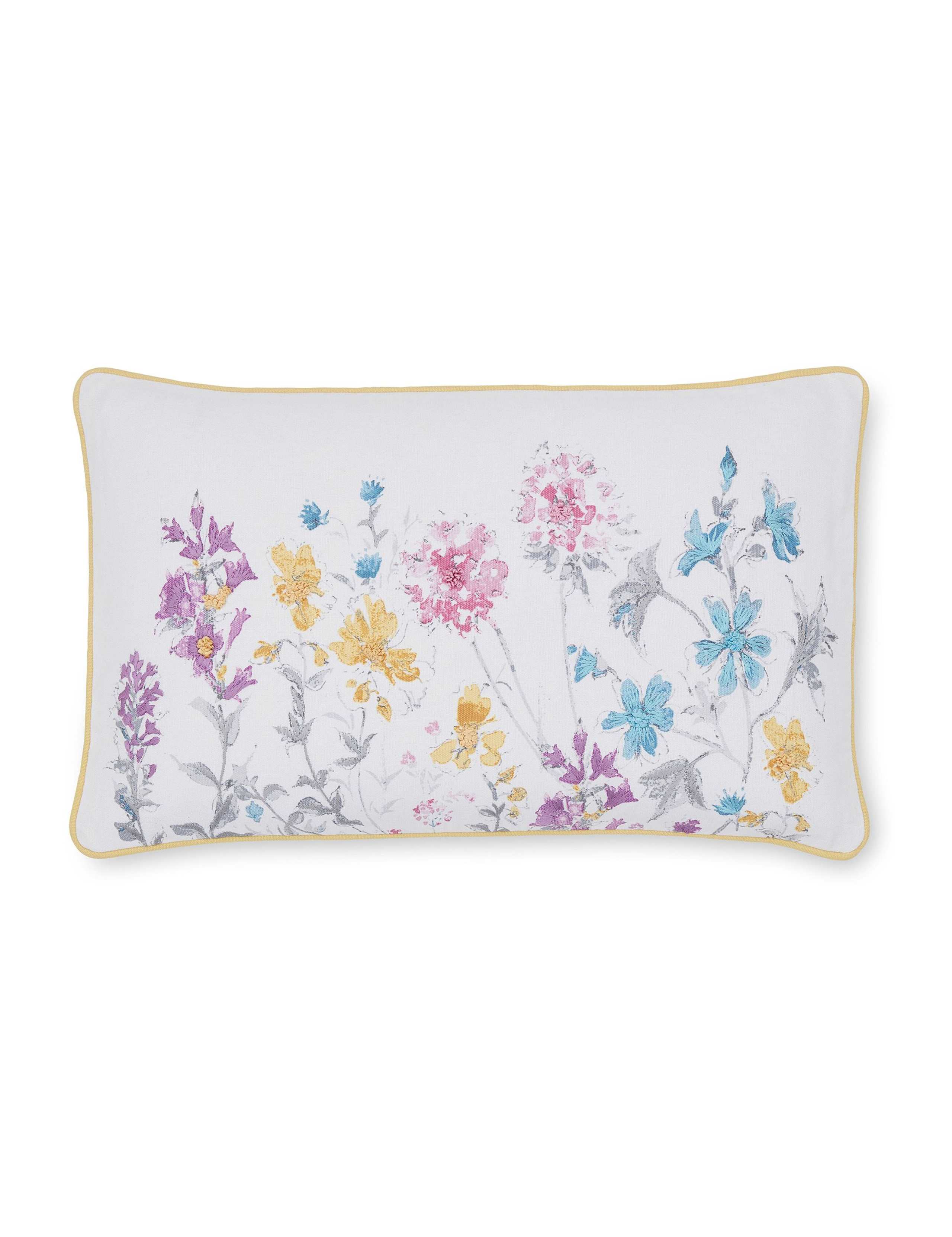Wild Meadow Pure Cotton Embroidered Cushion 2 of 2