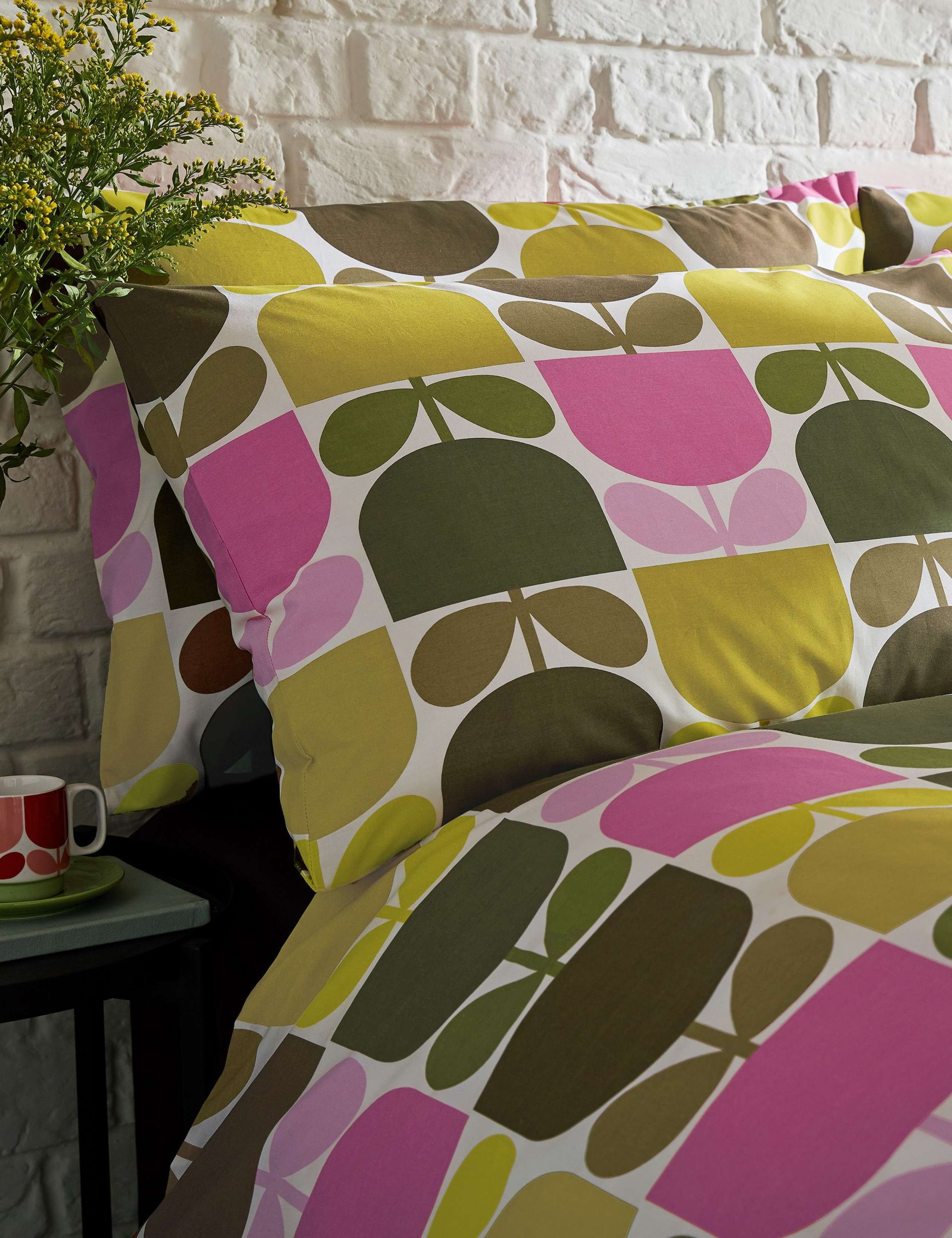 Set of 2 Pure Cotton Block Stem Pillowcases 1 of 2