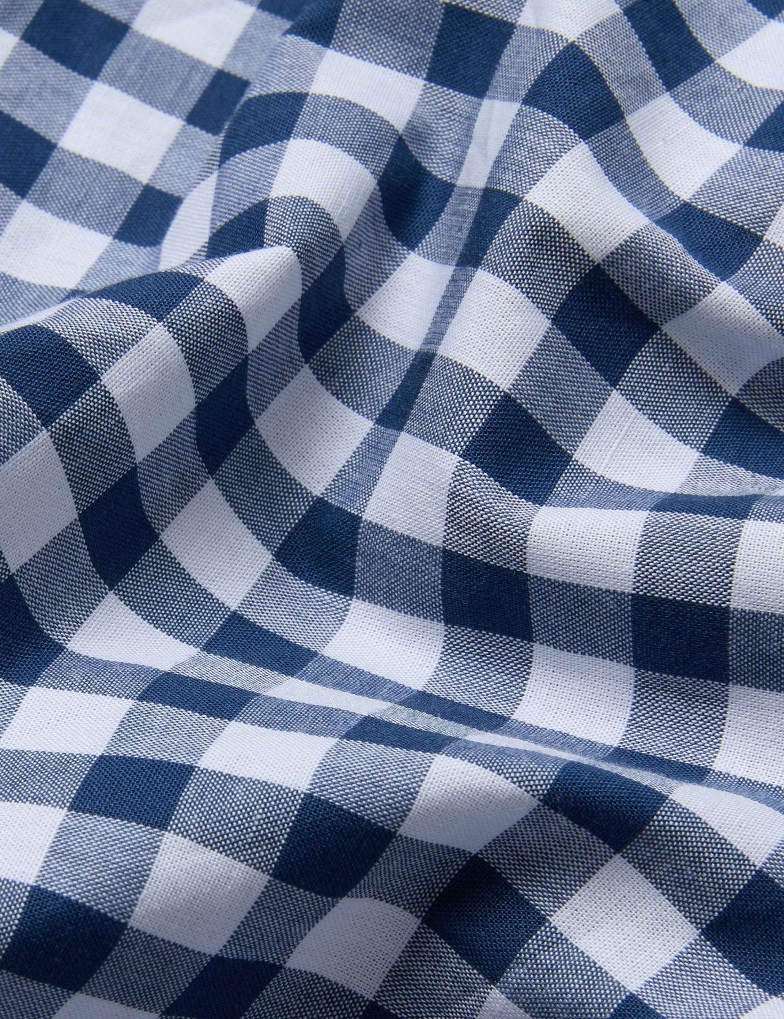 Pure Cotton Small Gingham Check Fitted Sheet 3 of 3