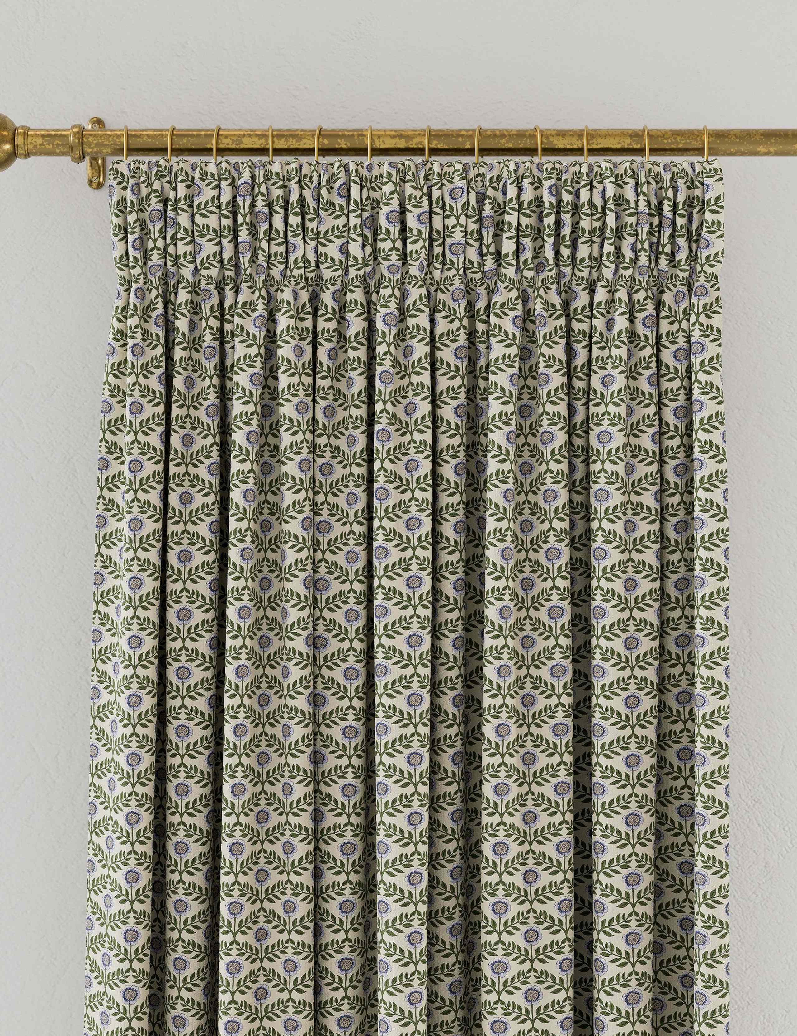 Floral Foulard Pure Cotton Pencil Pleat Curtains 2 of 3