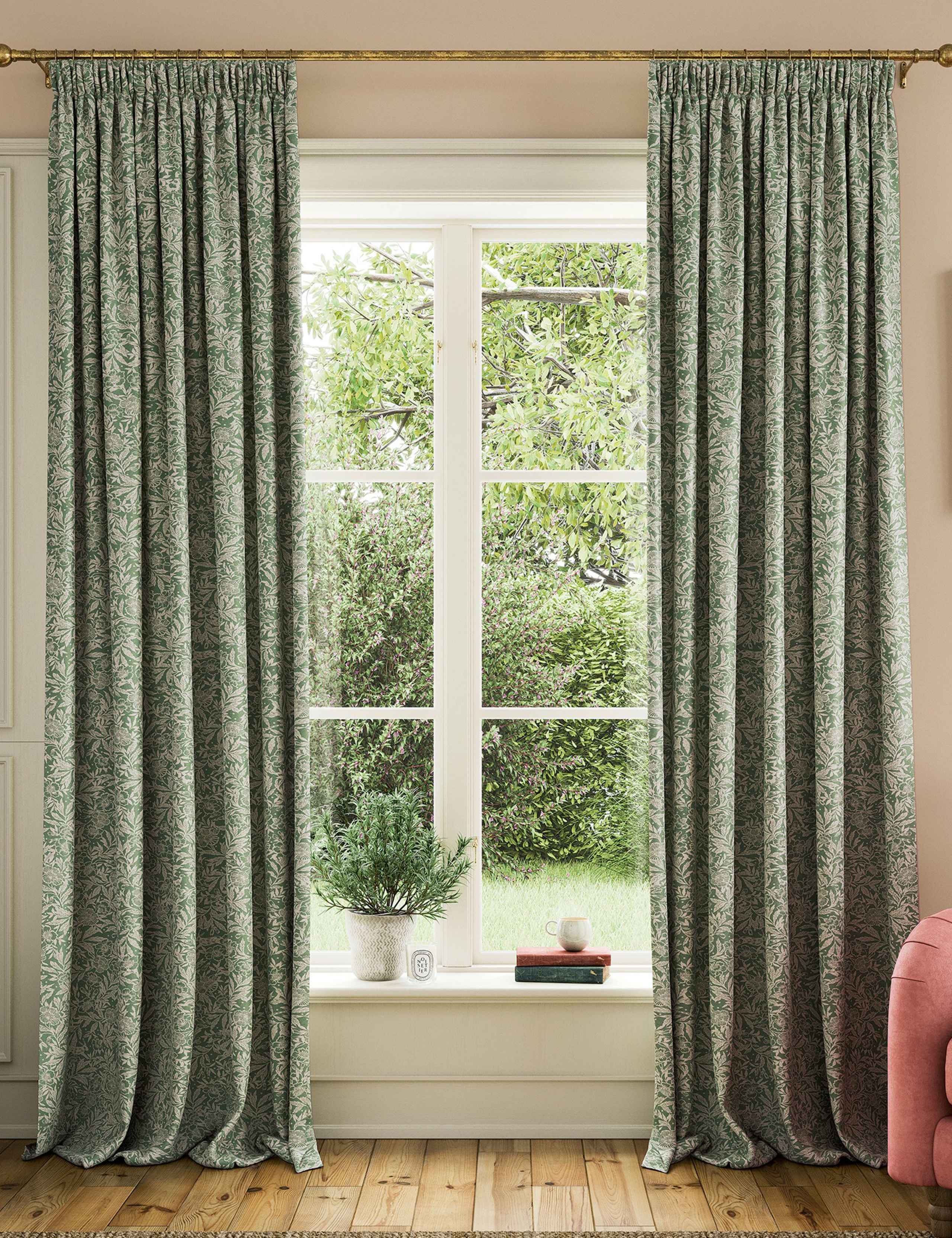 Twilight Ditsy Pure Cotton Pencil Pleat Curtains 1 of 3