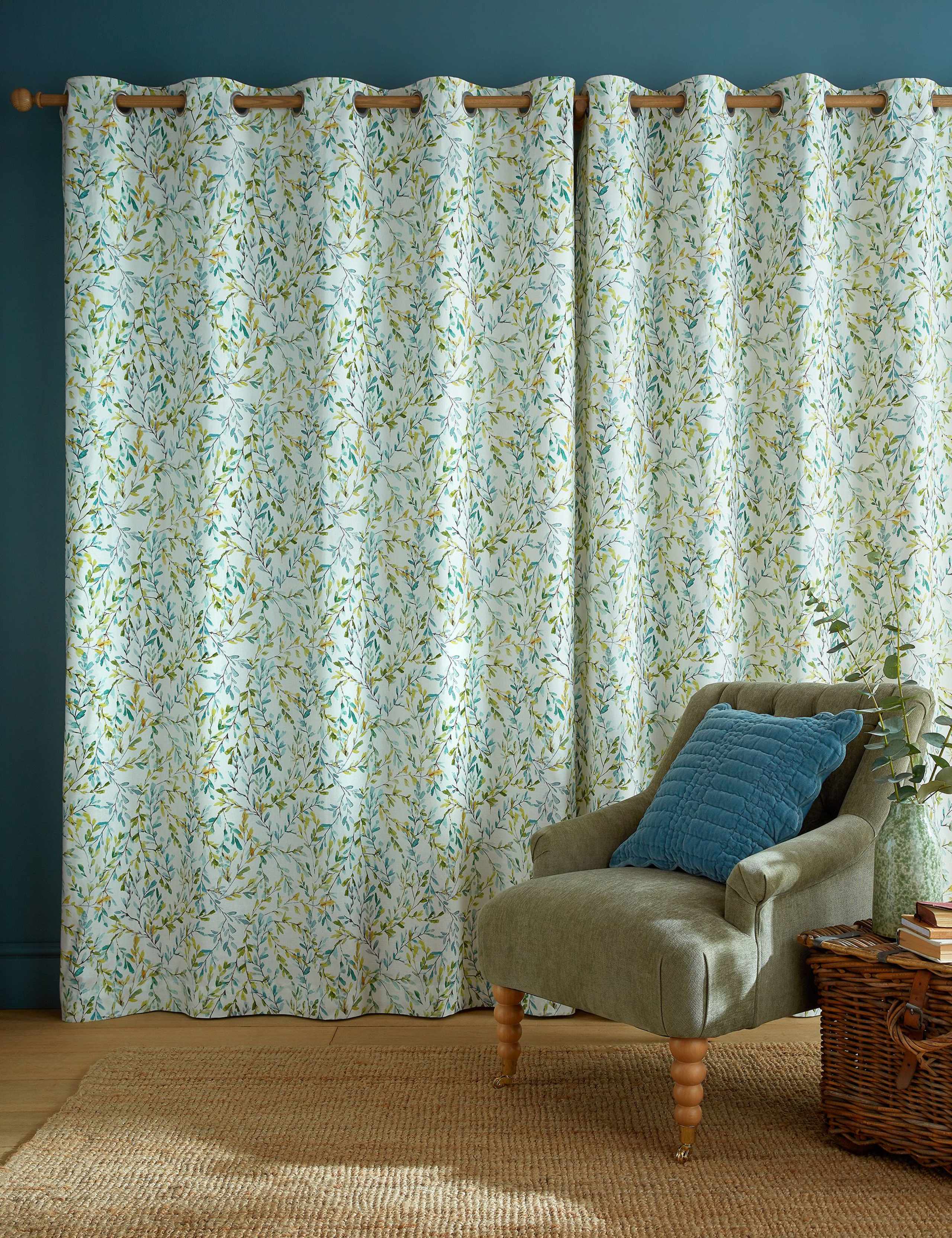 Brayton Leaves Cotton Rich Eyelet Curtains 2 of 4