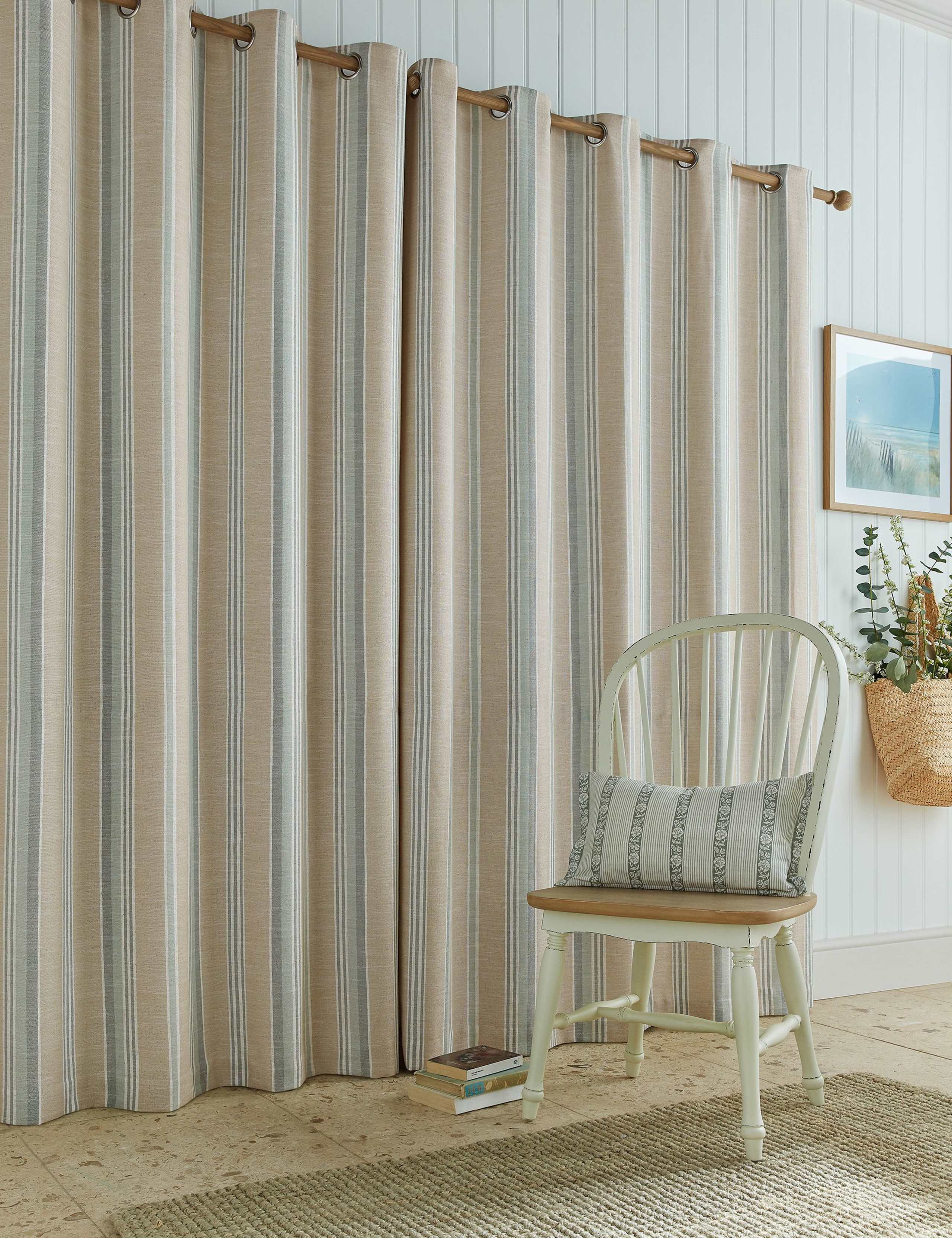 Wickham Cotton Rich Striped Eyelet Curtains 2 of 3