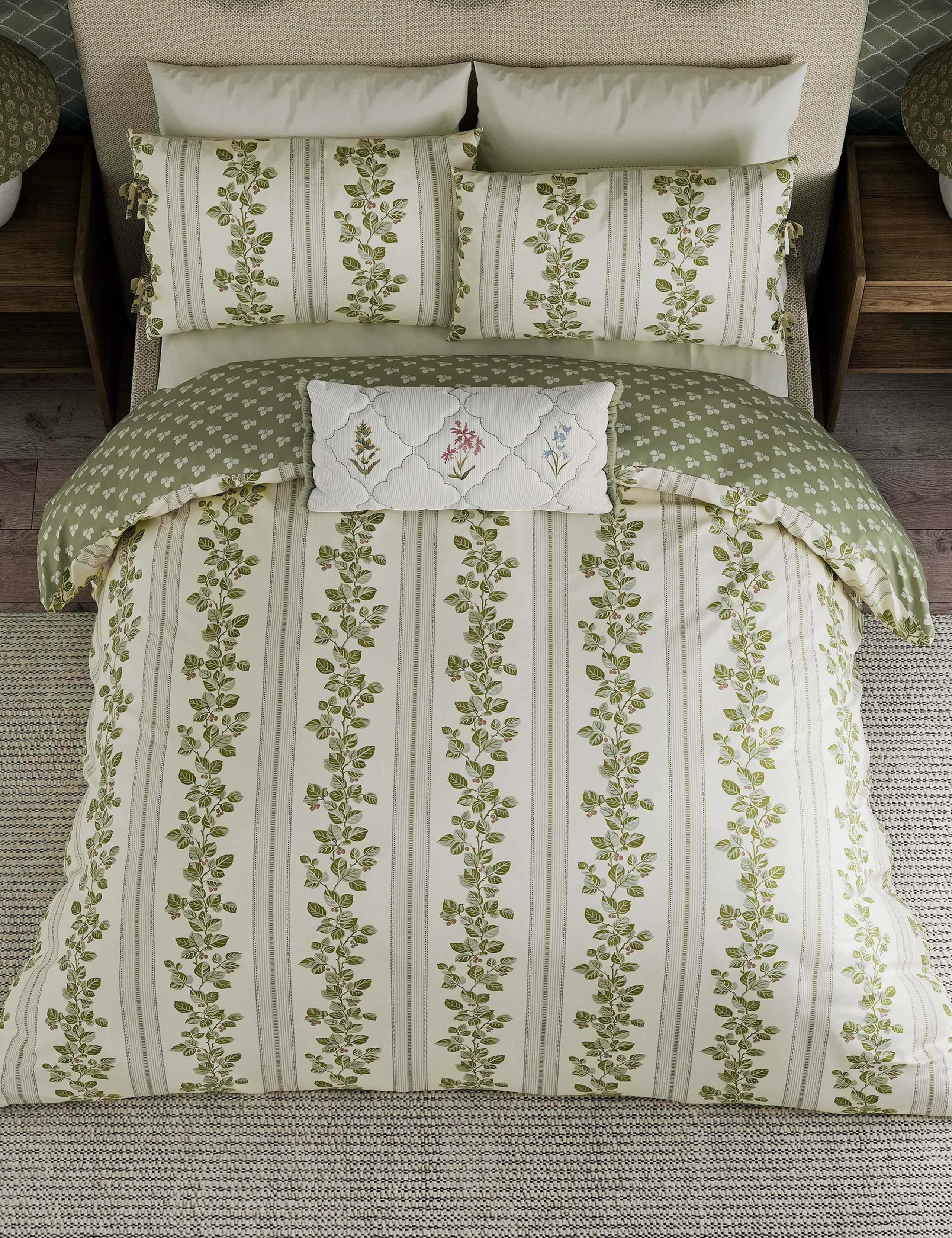 Pure Cotton Cobnut Stripe Bedding Set 3 of 5