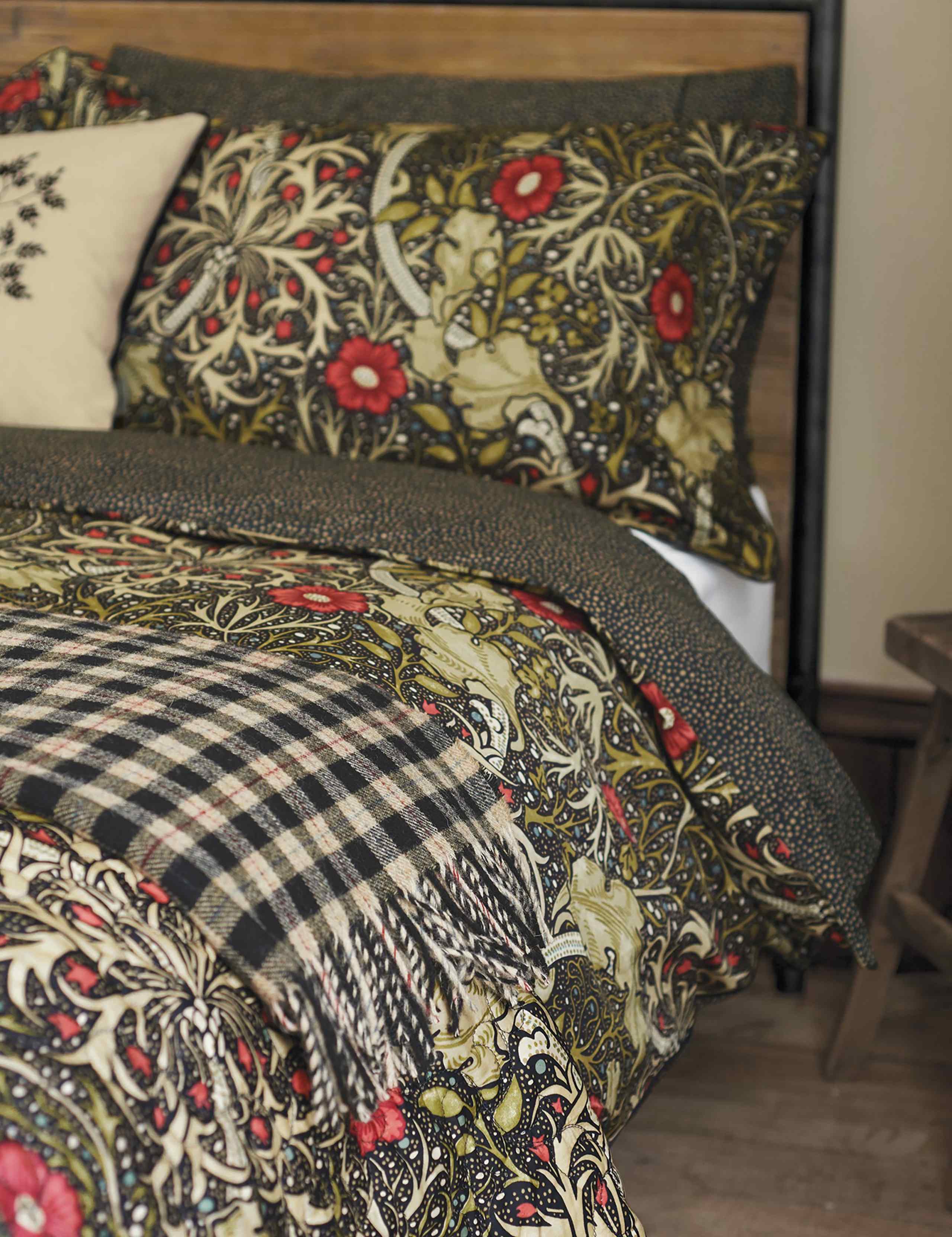 Pure Cotton Morris & Co Seaweed Bedding Set 3 of 4