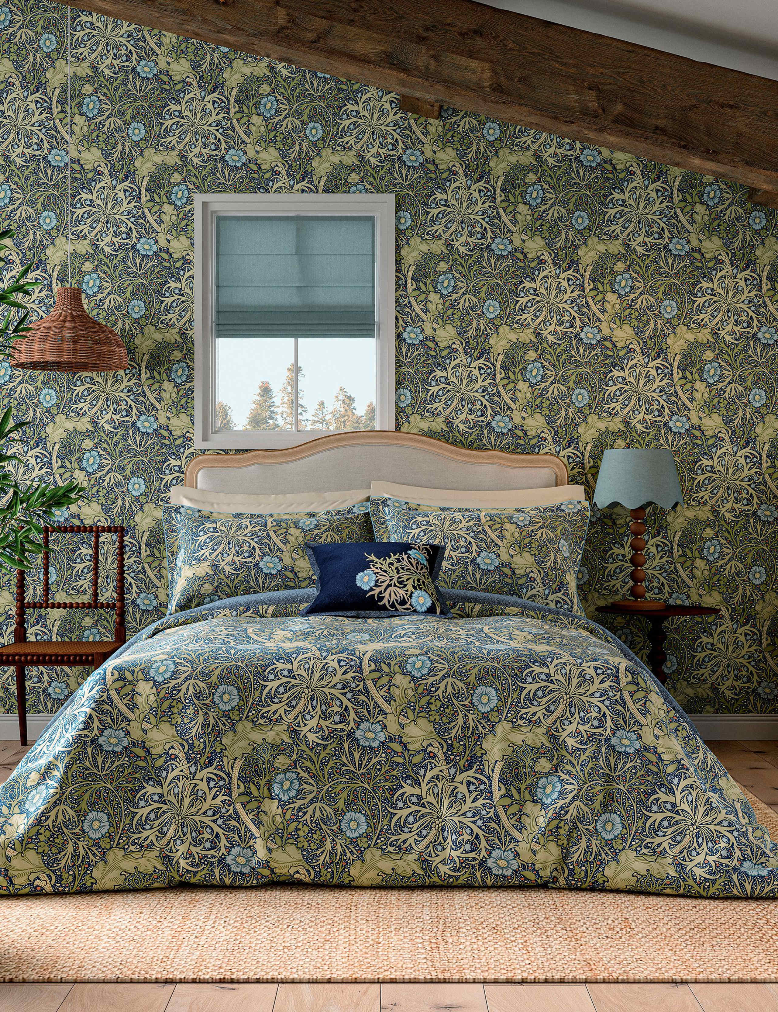 Pure Cotton Morris & Co Seaweed Bedding Set 1 of 4