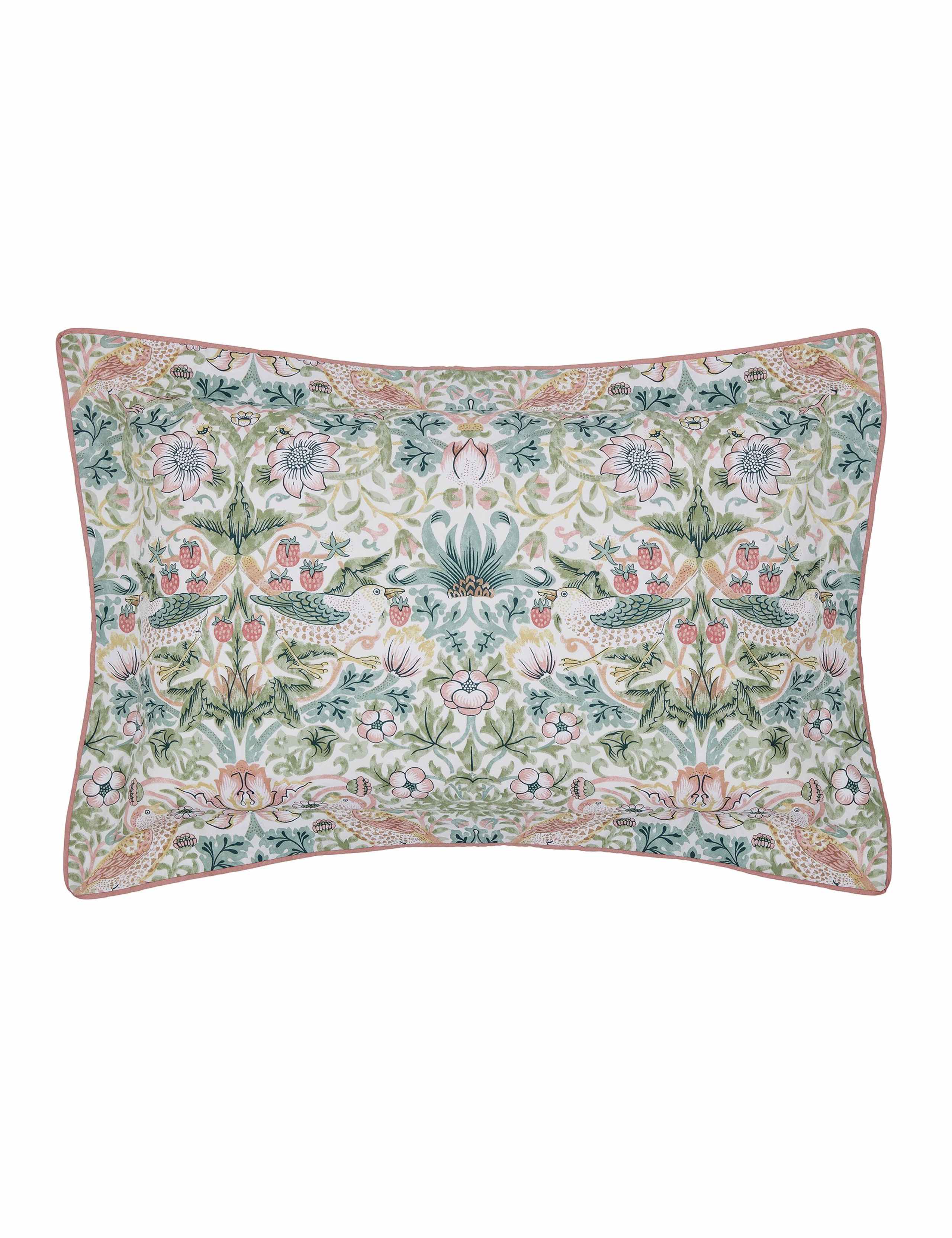 Pure Cotton Strawberry Thief Cochineal Bedding Set 3 of 3