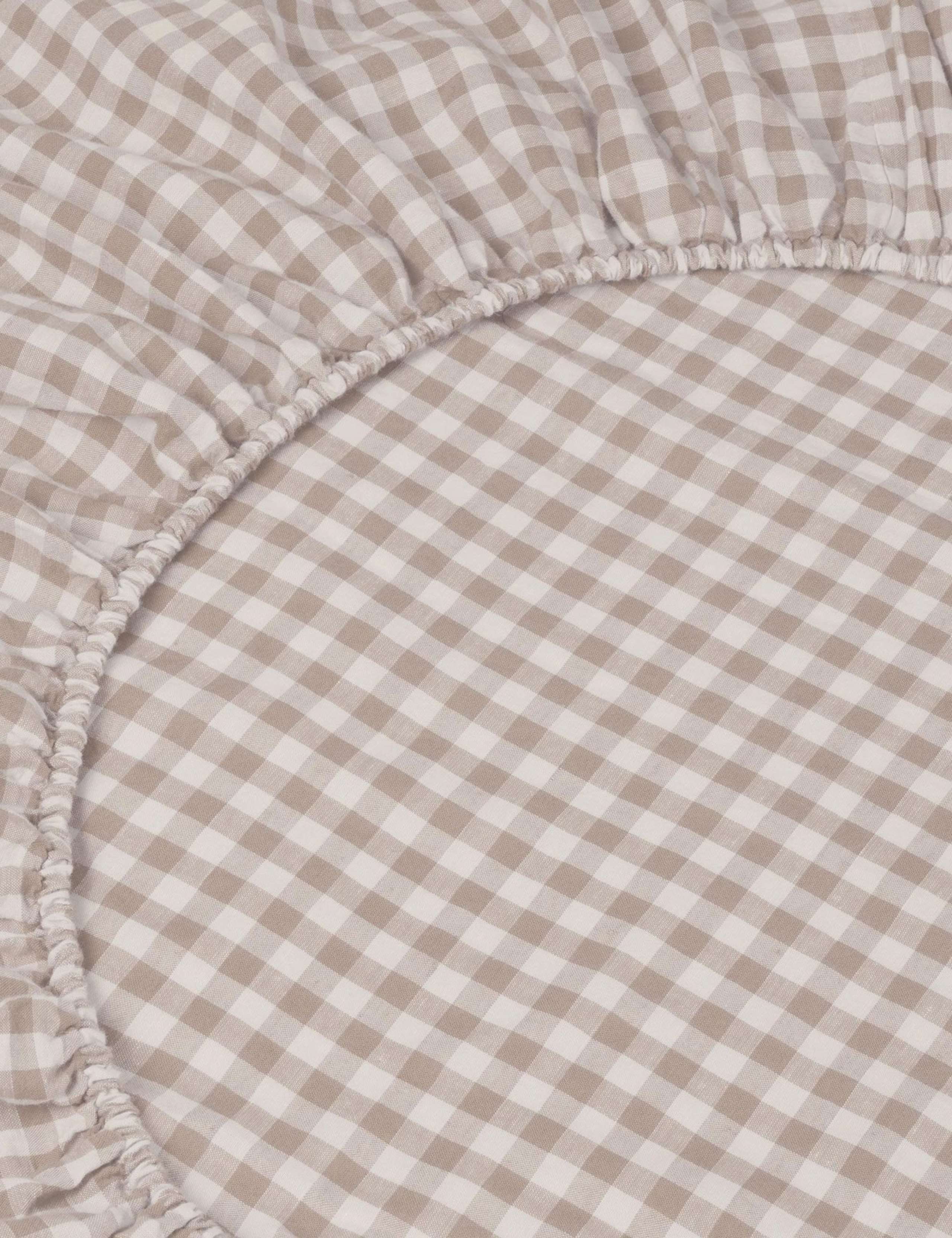 Pure Linen Gingham Fitted Sheet 3 of 3