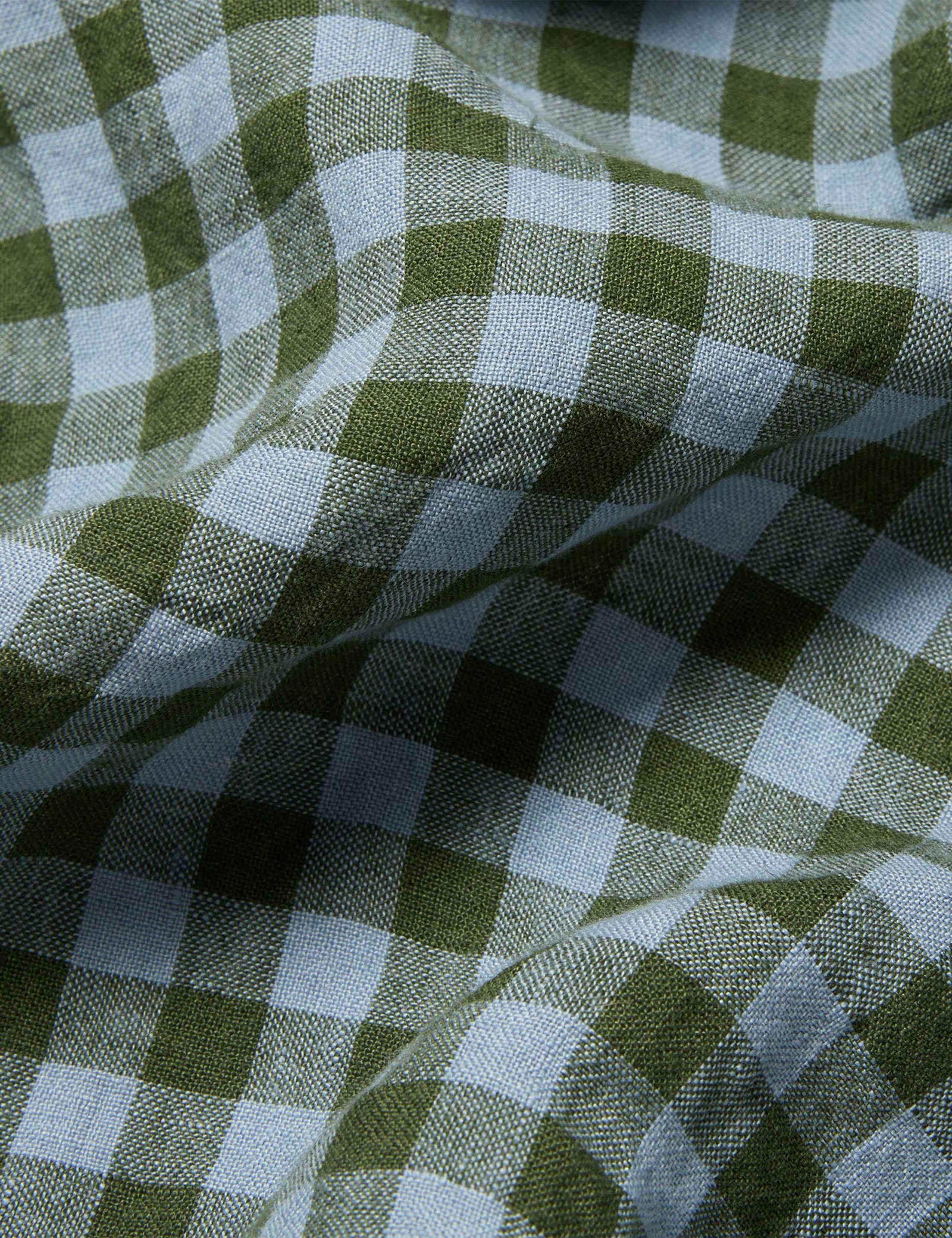 Pure Linen Gingham Fitted Sheet 2 of 3