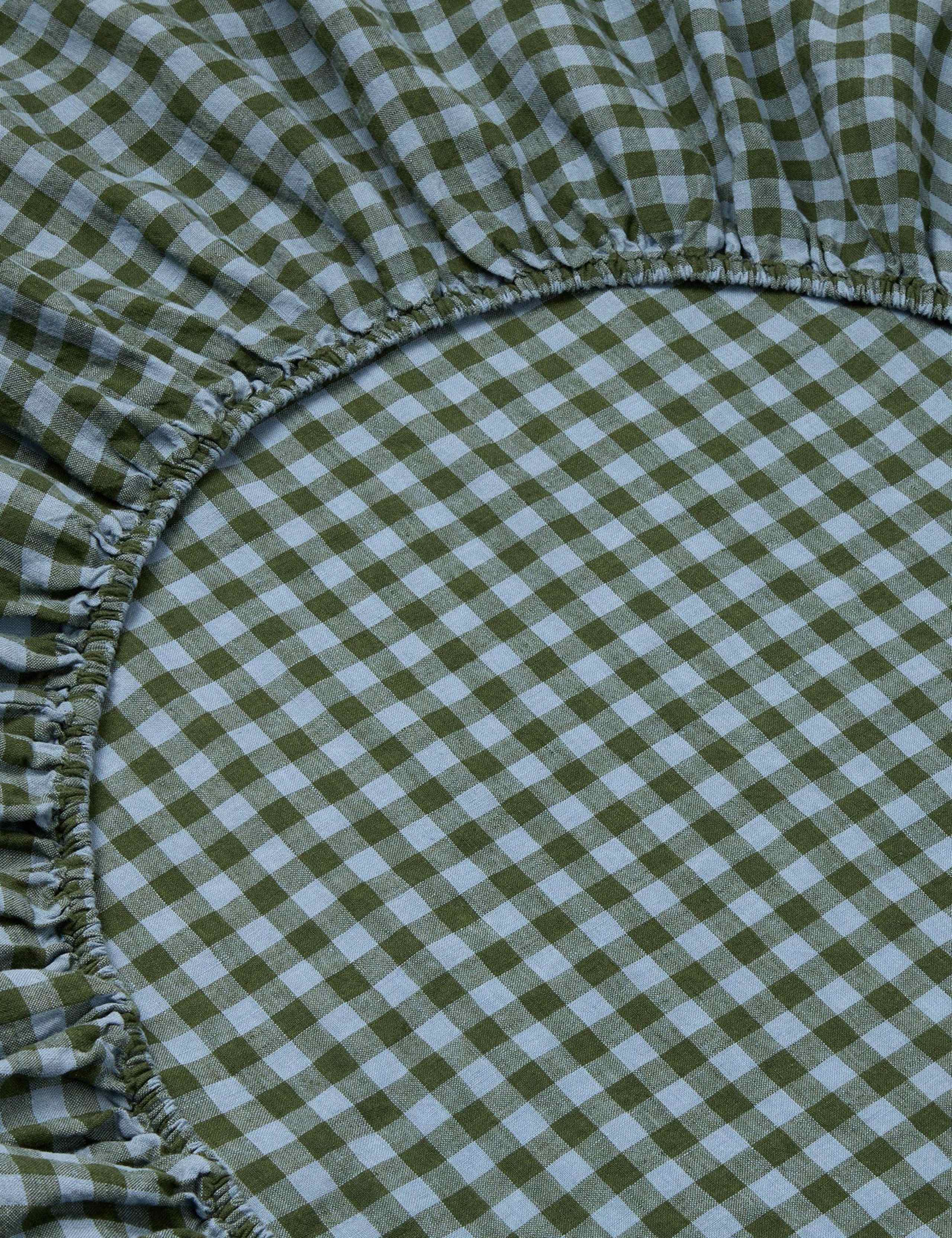 Pure Linen Gingham Fitted Sheet 3 of 3