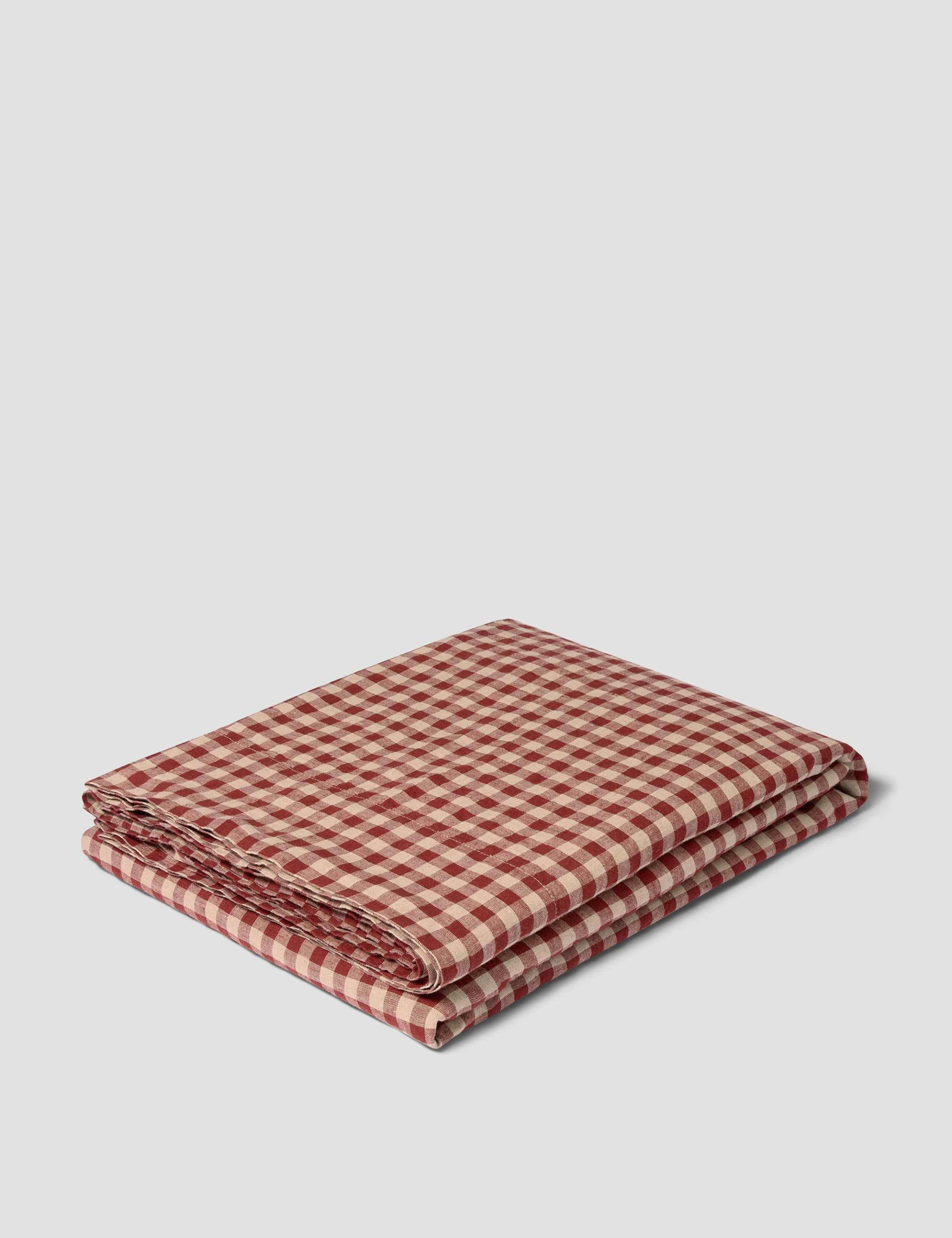 Pure Linen Gingham Flat Sheet 3 of 3