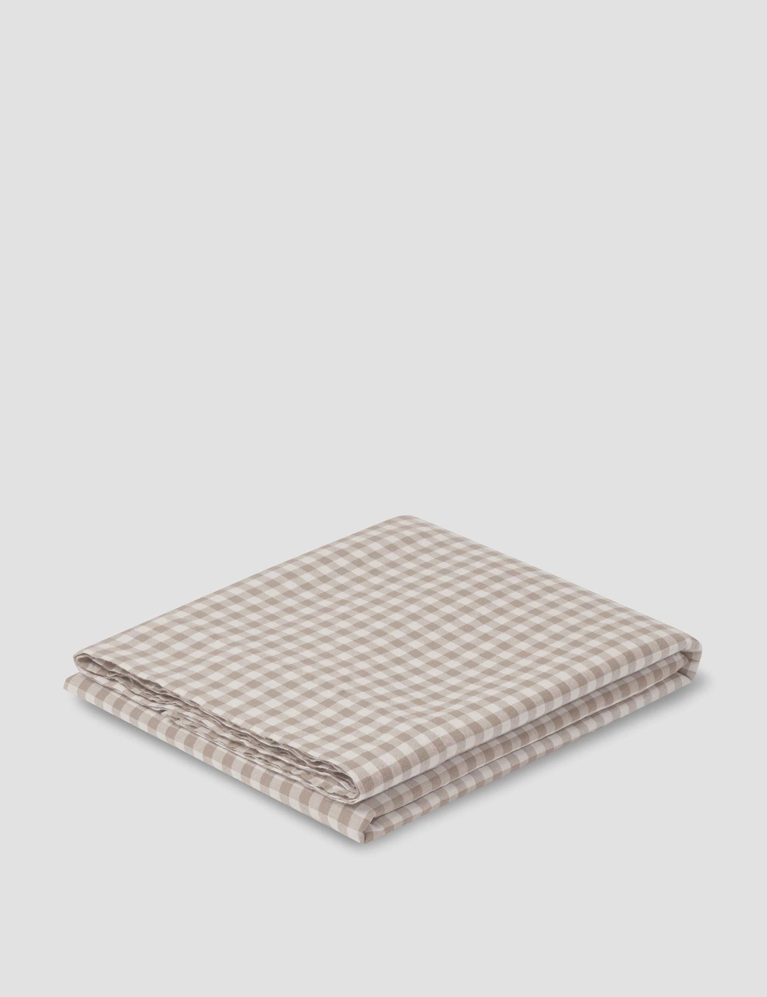 Pure Linen Gingham Flat Sheet 3 of 3