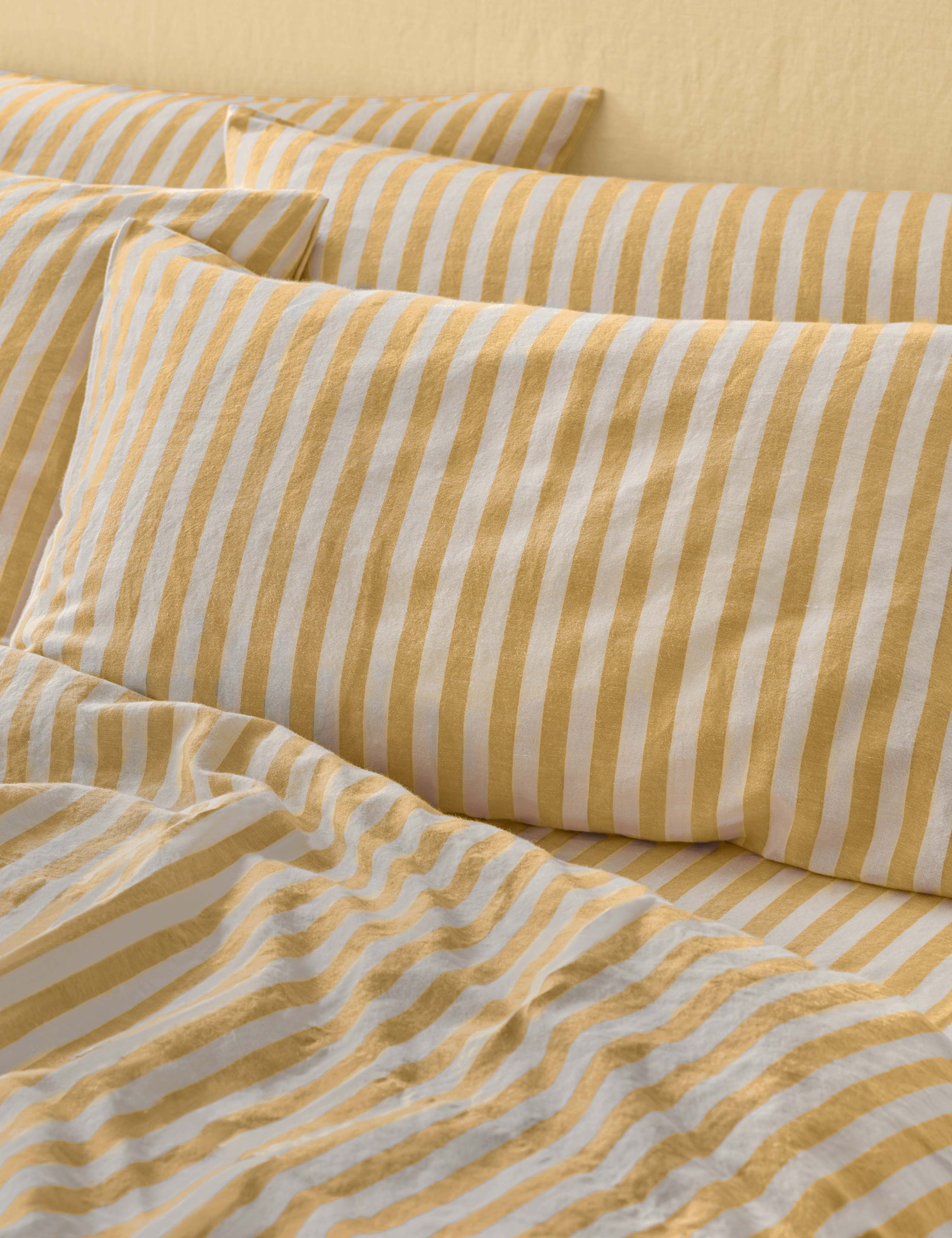 2 Pack Linen Rich Pembroke Stripe Pillowcases 1 of 3