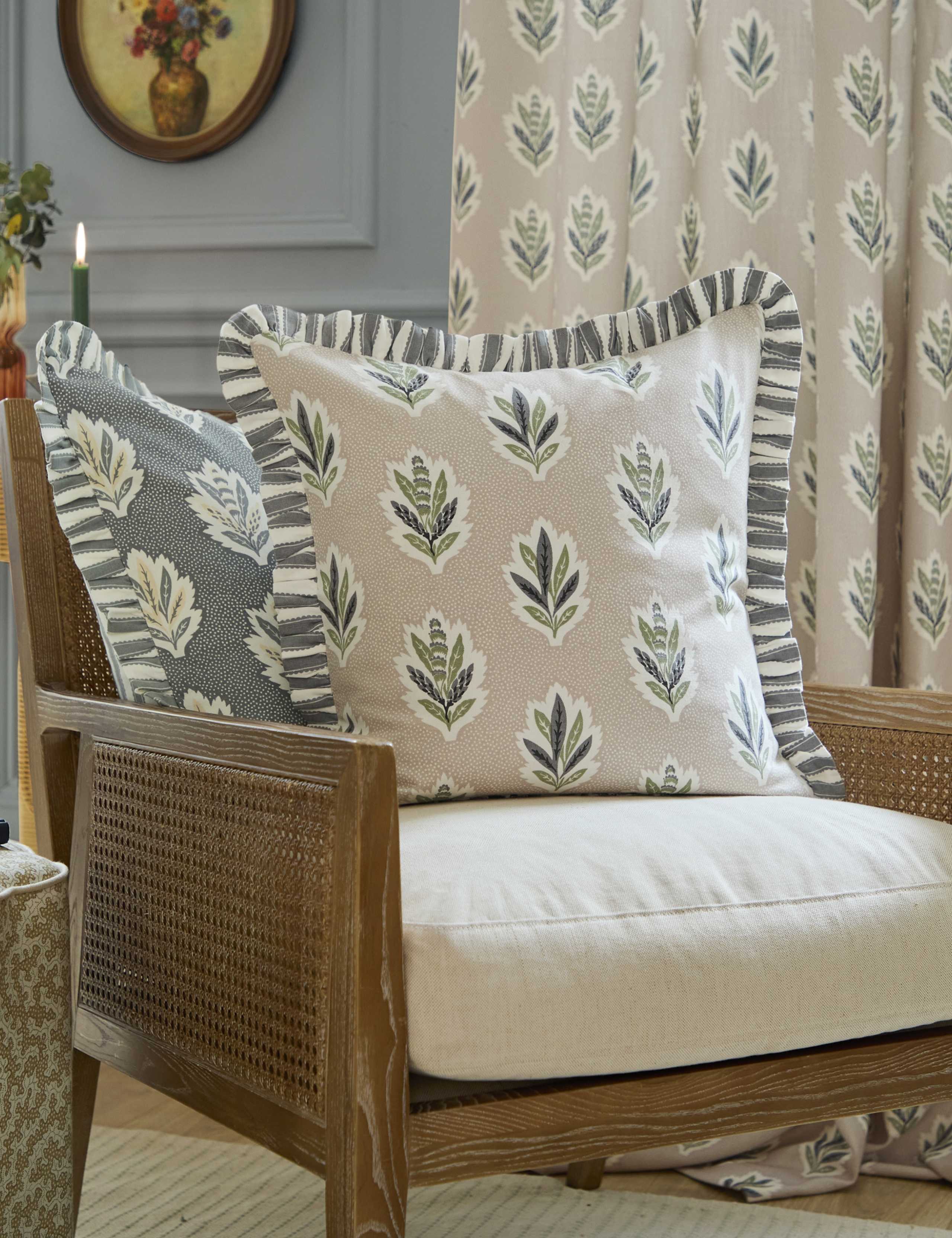Pure Cotton Sessile Leaf Ruffle Cushion 1 of 5