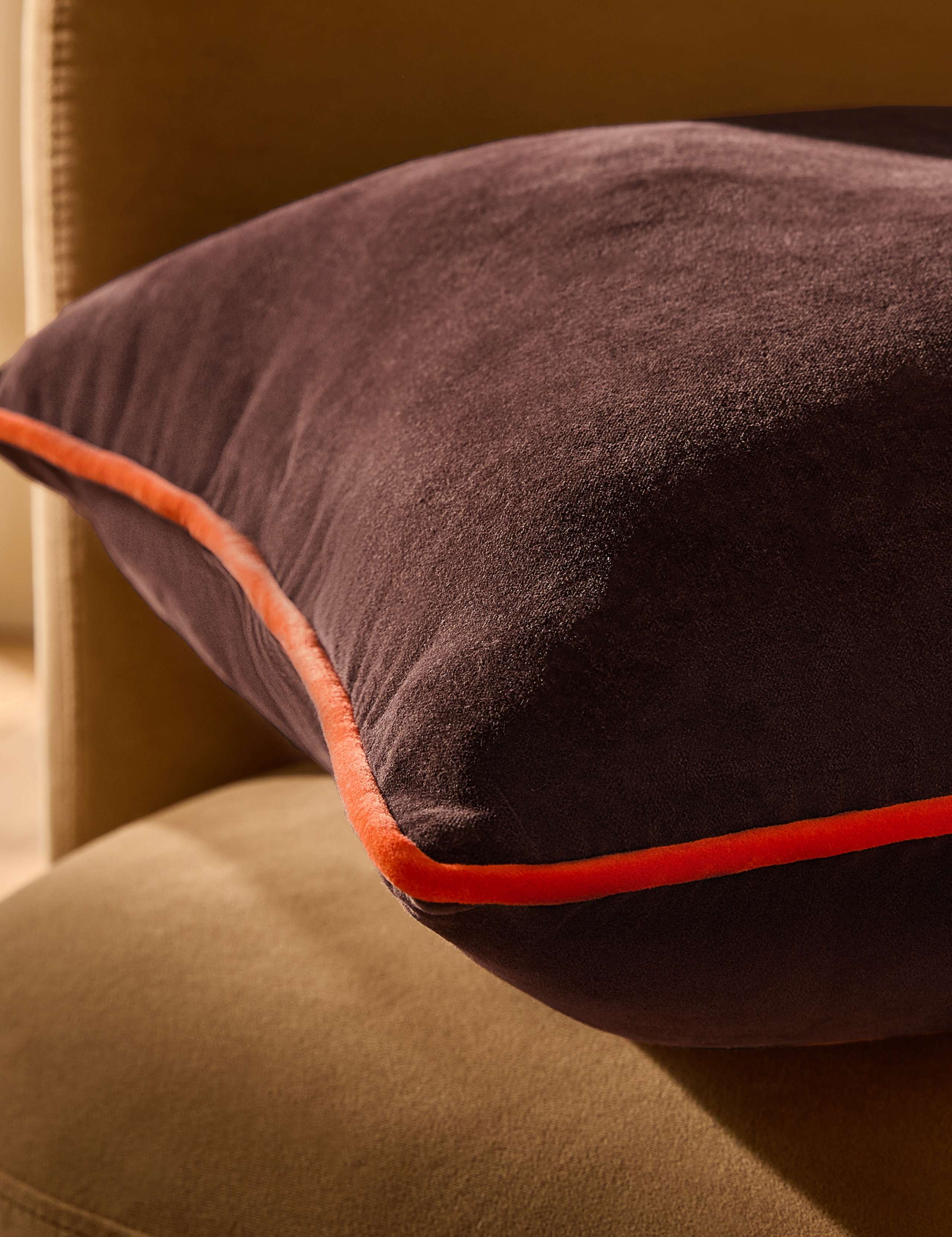 Bailey Brushed Cotton Velvet Piped Cushion 5 of 6
