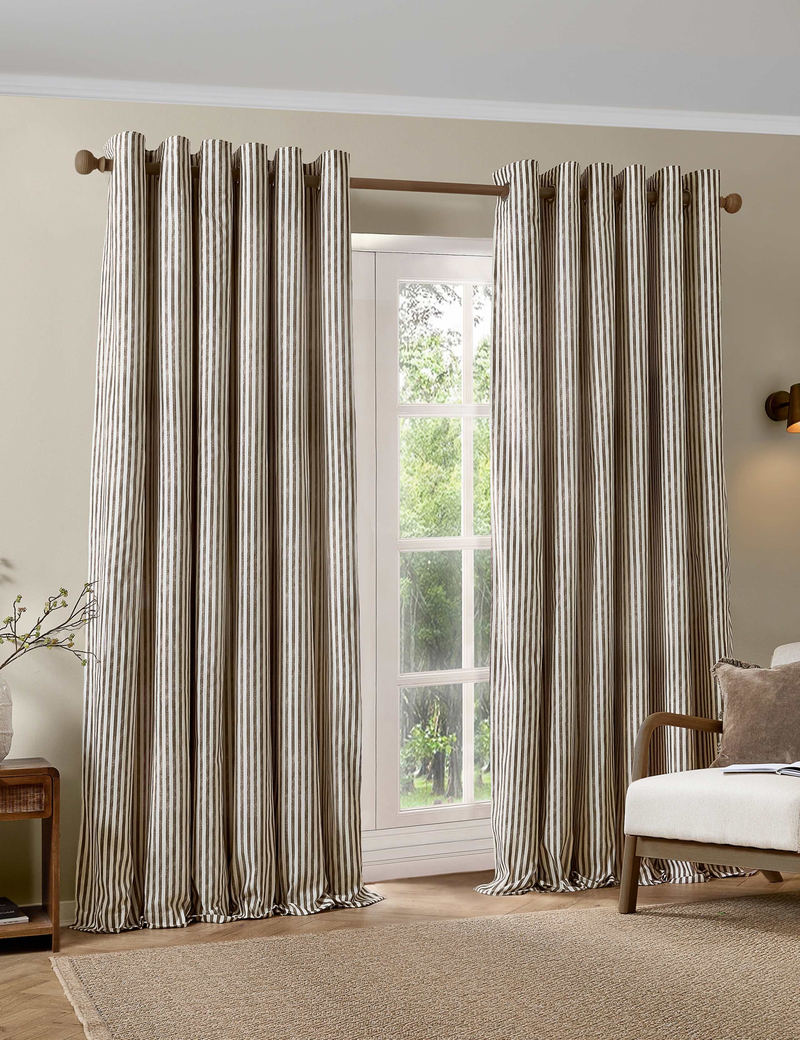 Hebden Striped Blackout Eyelet Curtains 2 of 4