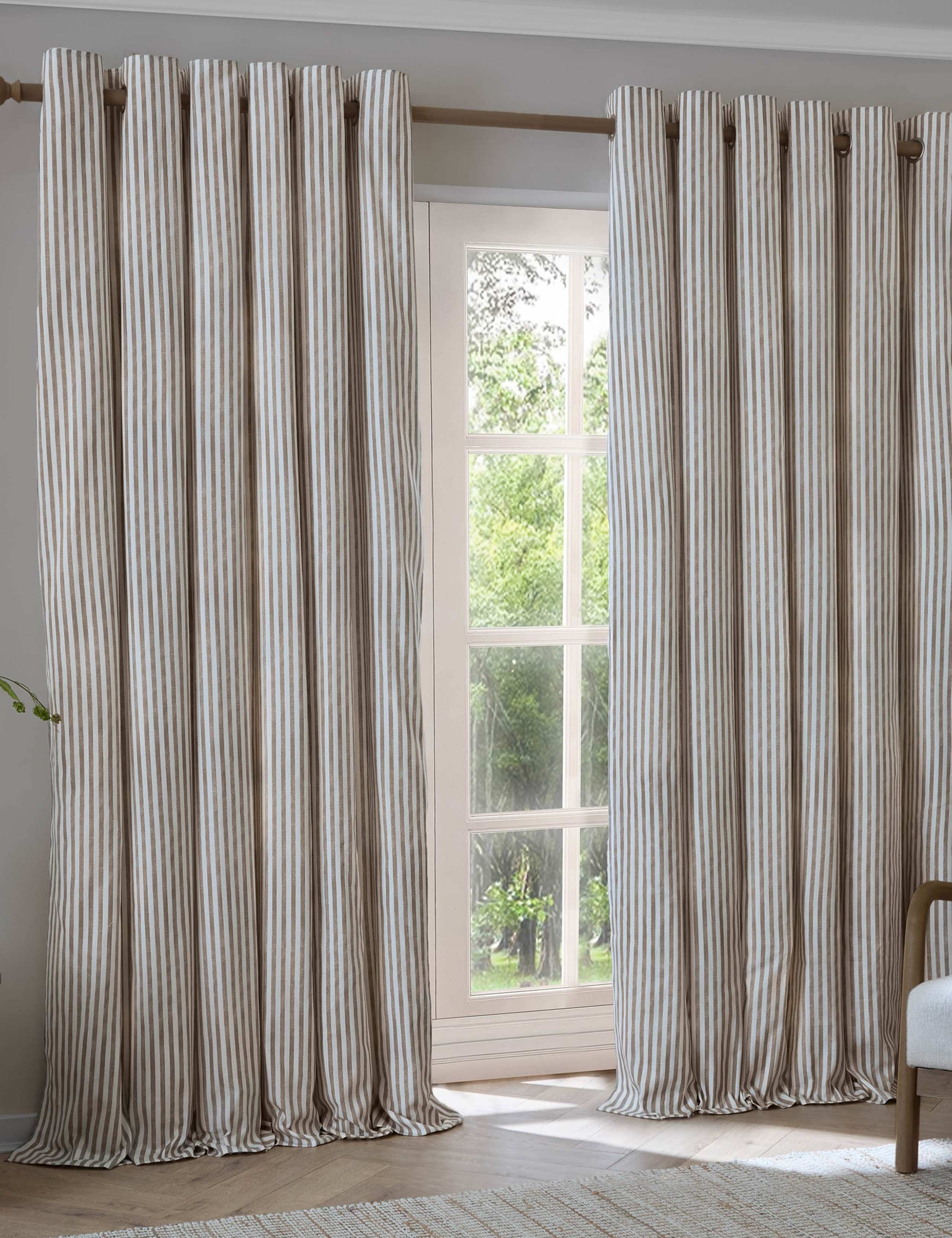 Hebden Striped Blackout Eyelet Curtains 2 of 5