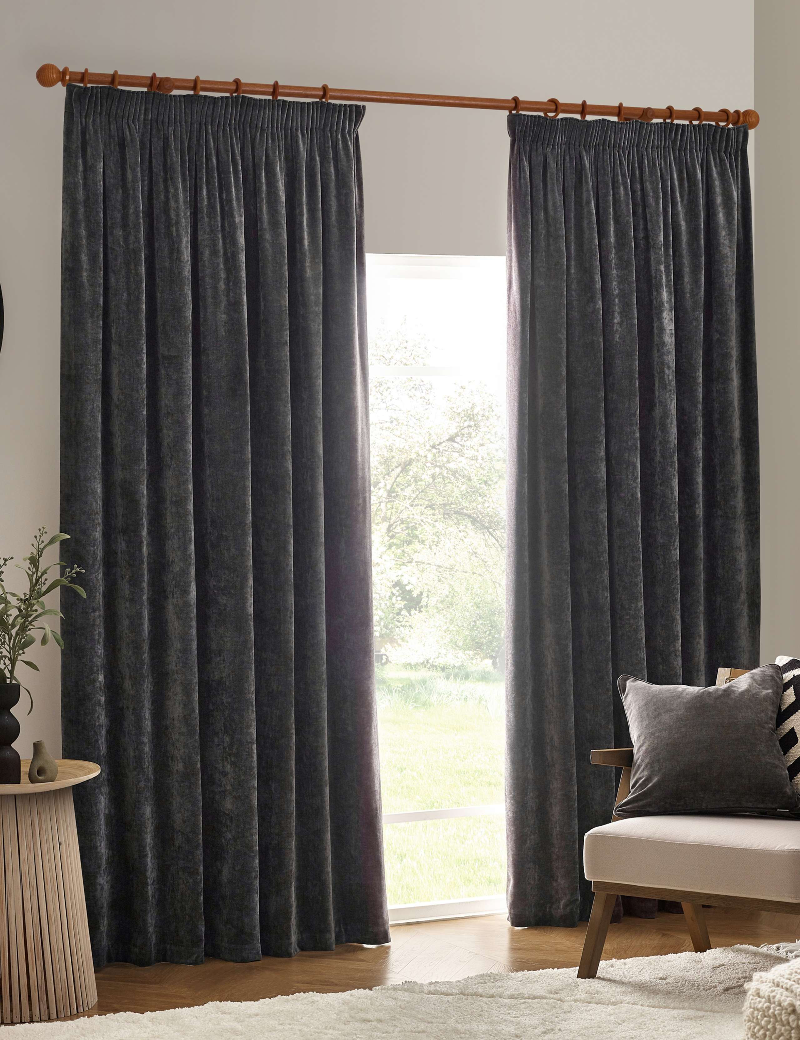 Chenille Velvet Pencil Pleat Curtains 2 of 4