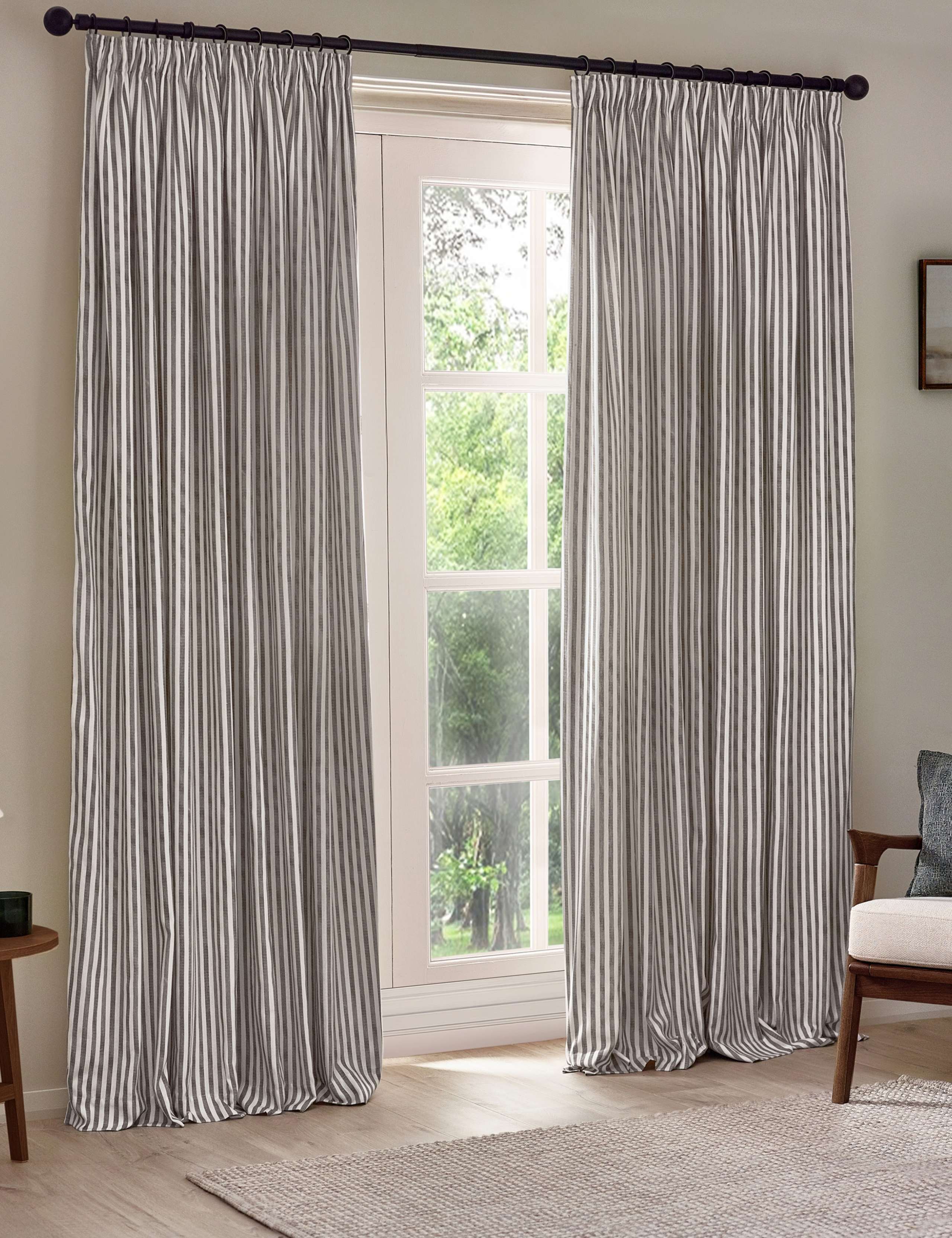 Hebden Pure Cotton Striped Curtains 2 of 4