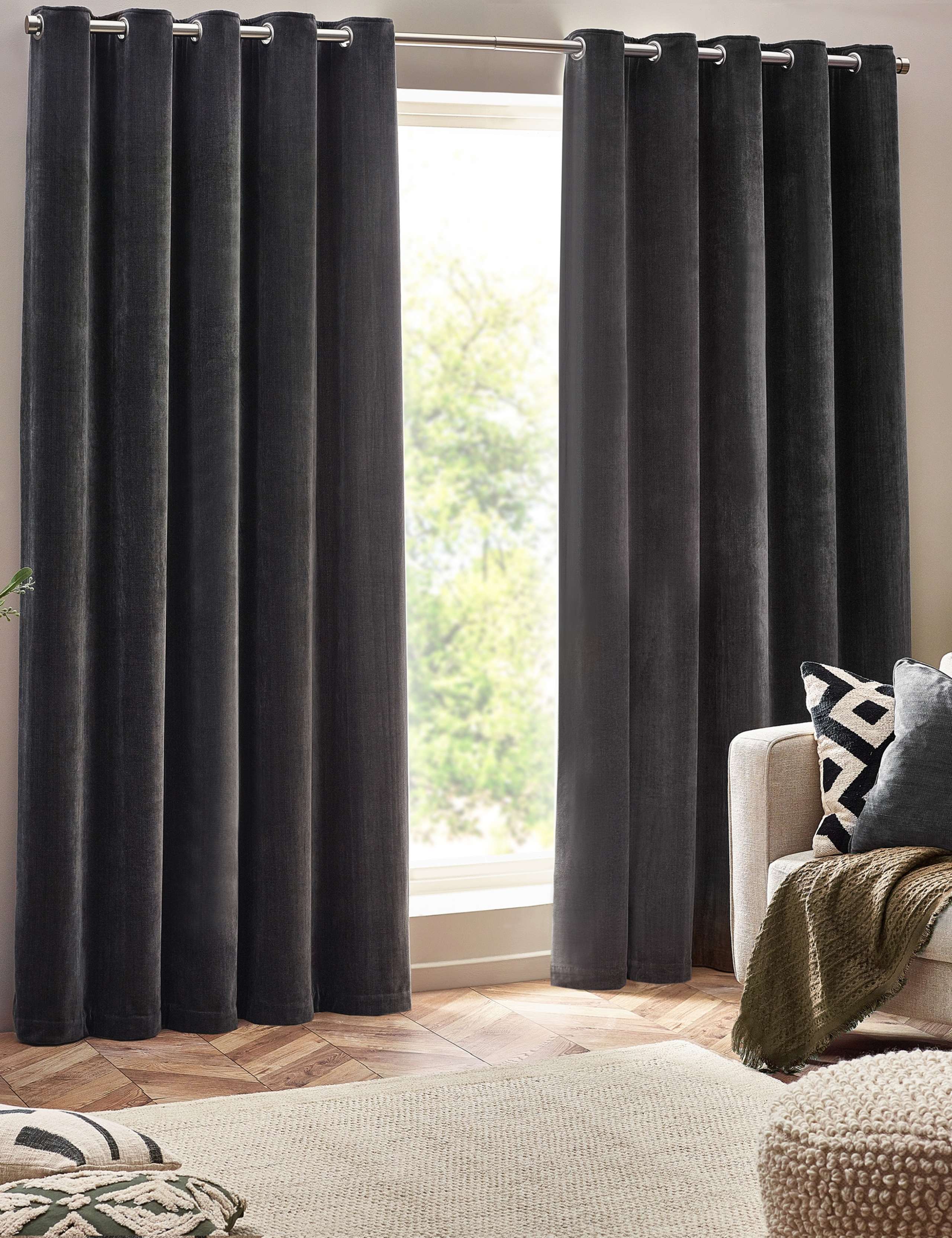 Chenille Velvet Eyelet Curtains 2 of 5
