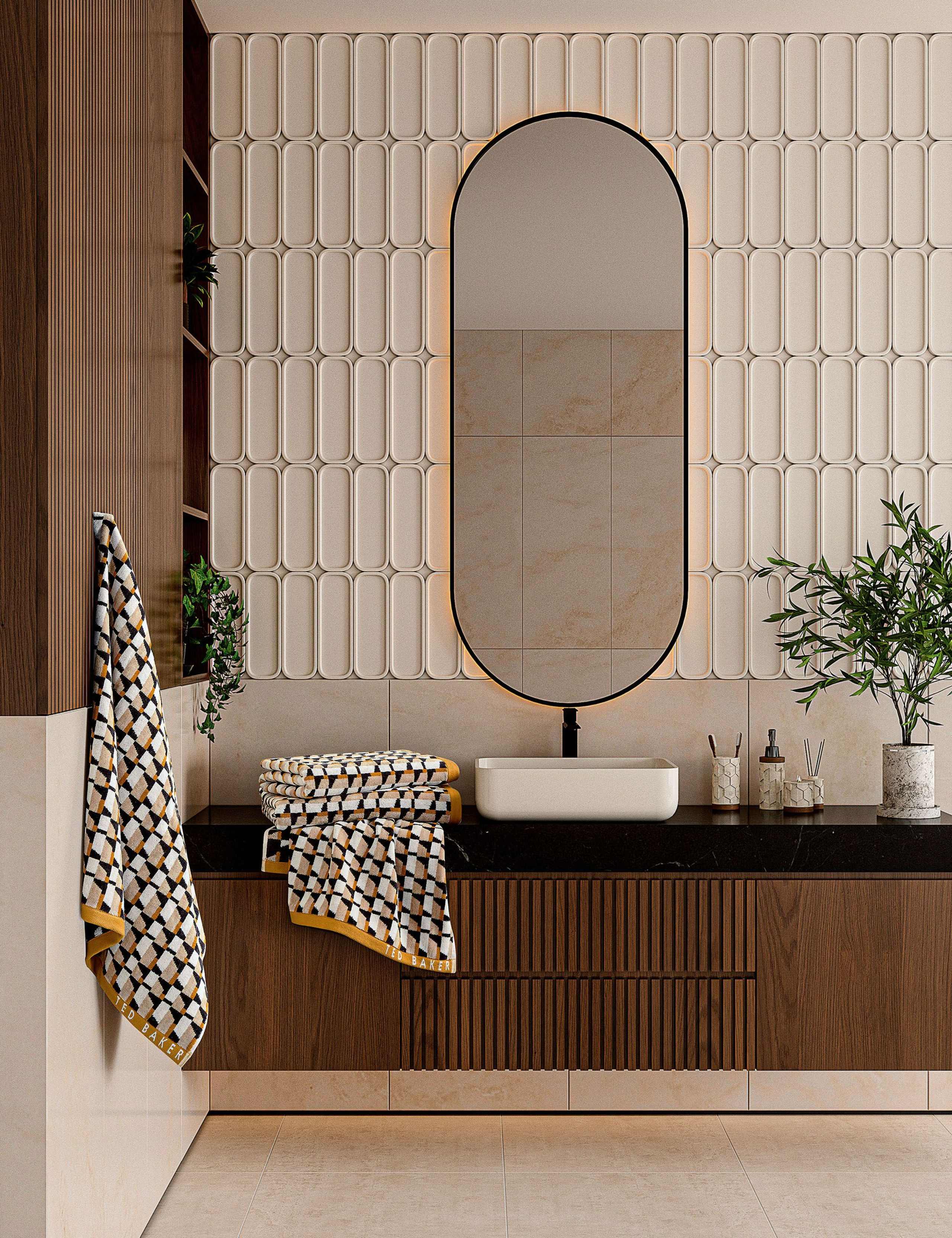 Pure Cotton Geometric Stripe Towel 3 of 3