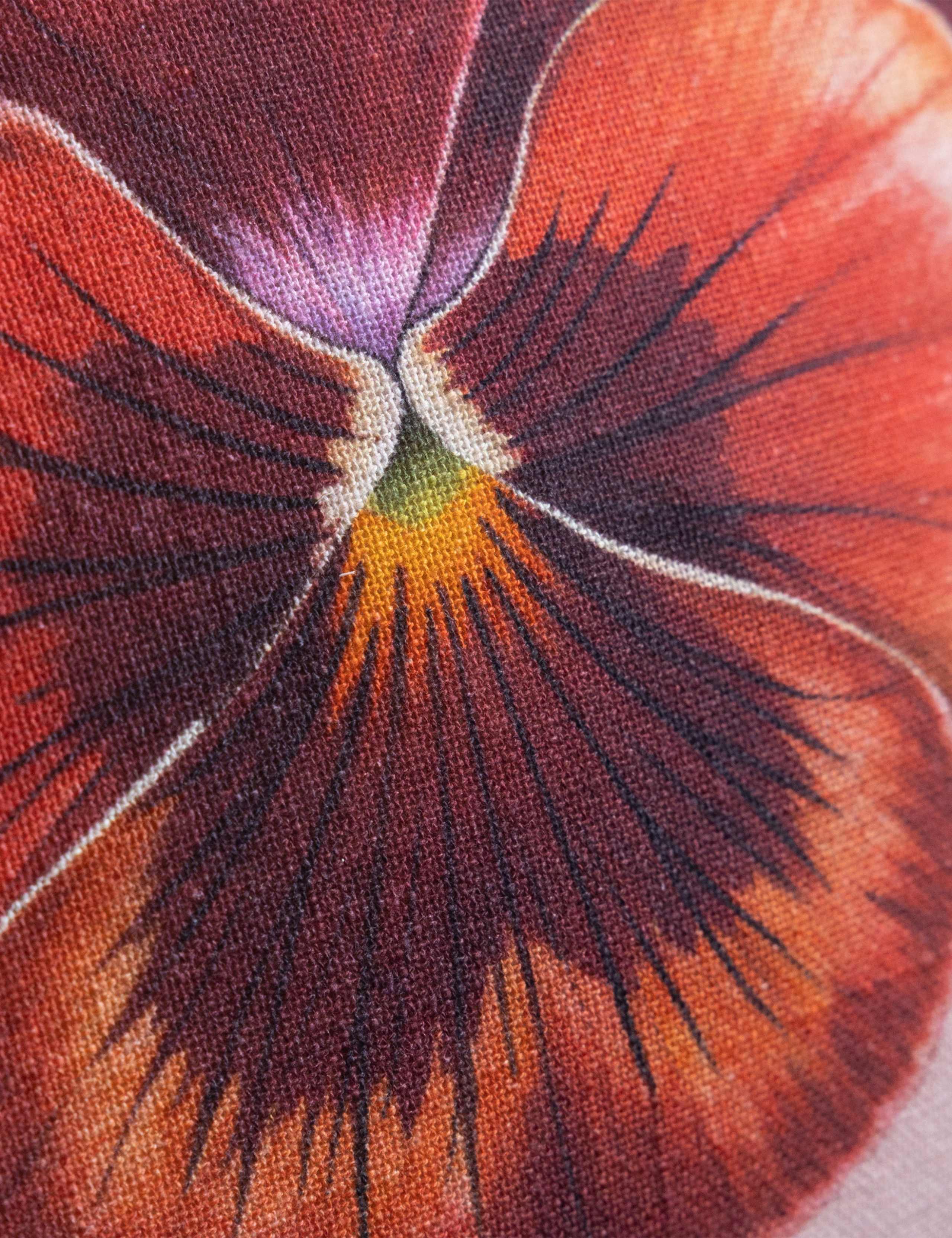 Pure Cotton Pansy Muse Piped Cushion 3 of 5