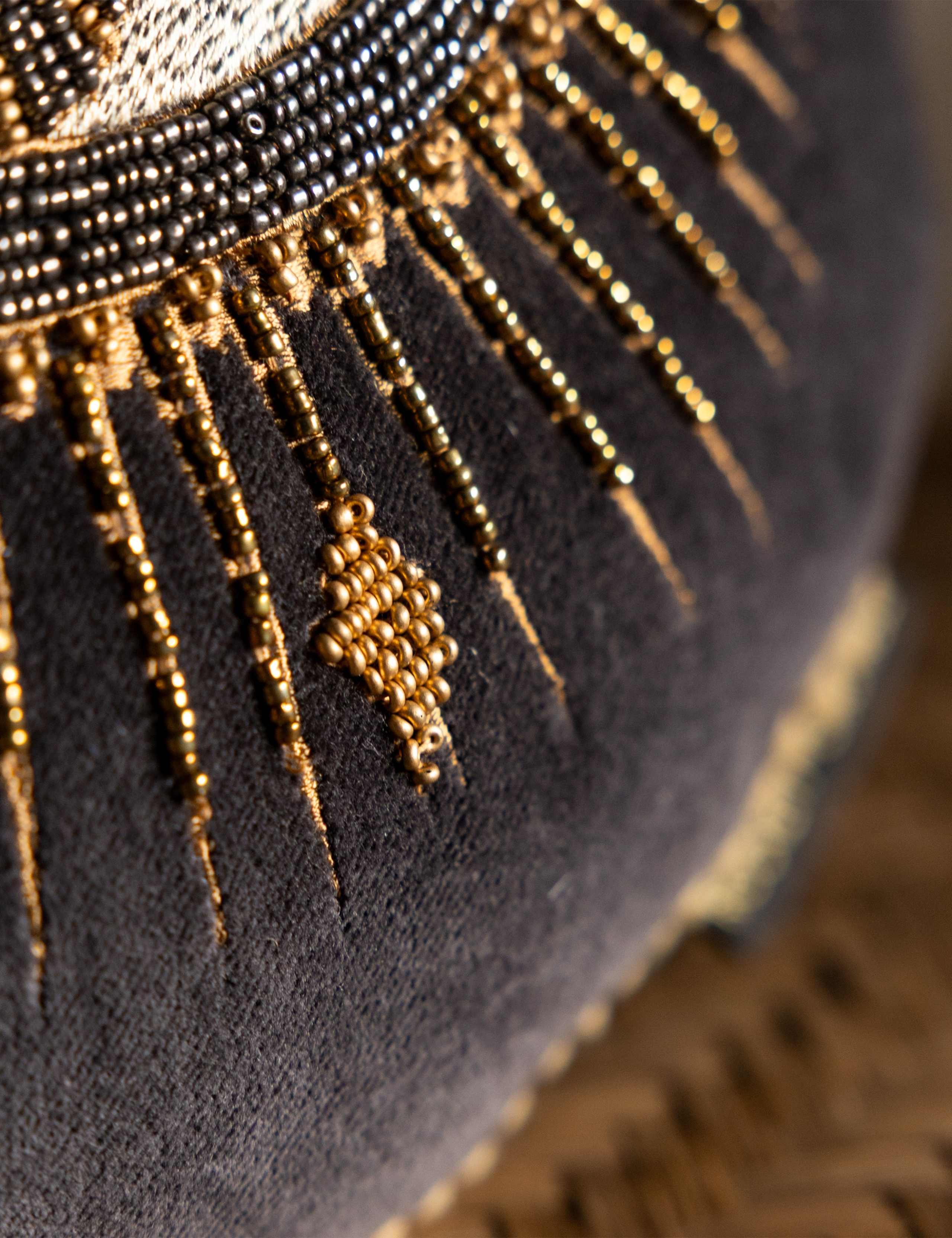 Beaded Eye Velvet Embellished Cushion 2 of 5