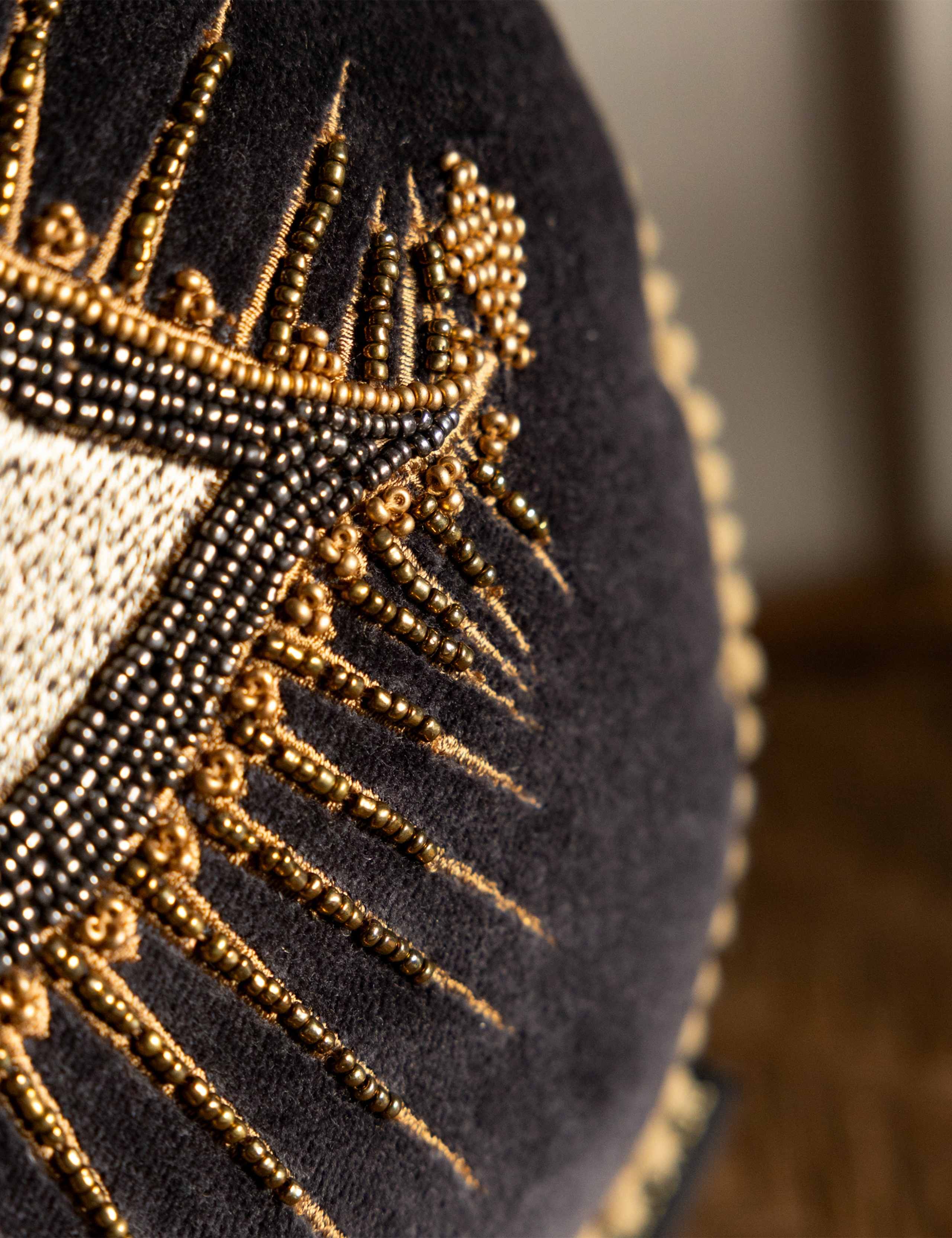 Beaded Eye Velvet Embellished Cushion 4 of 5