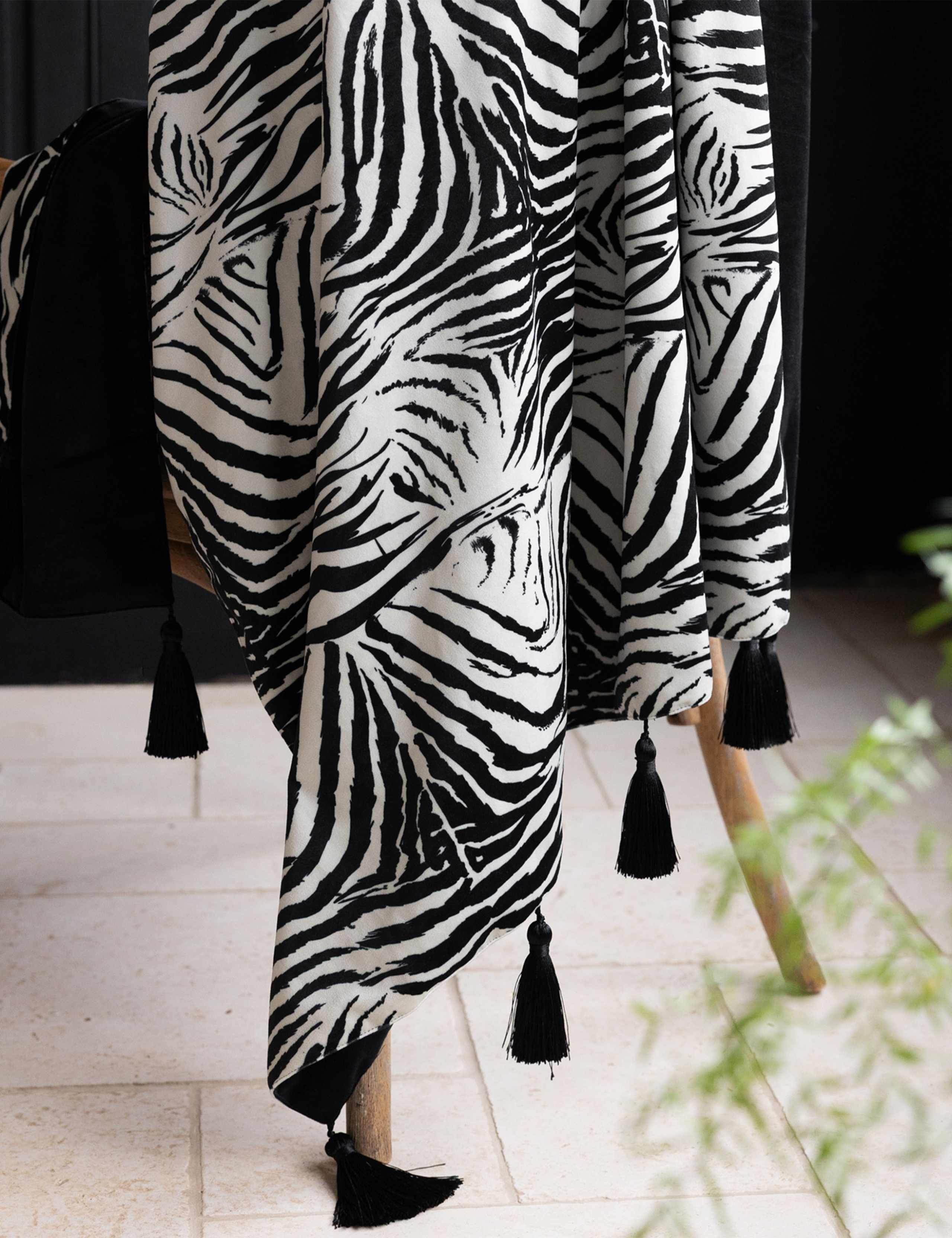 Velvet Zebra Tassled Throw 4 of 6