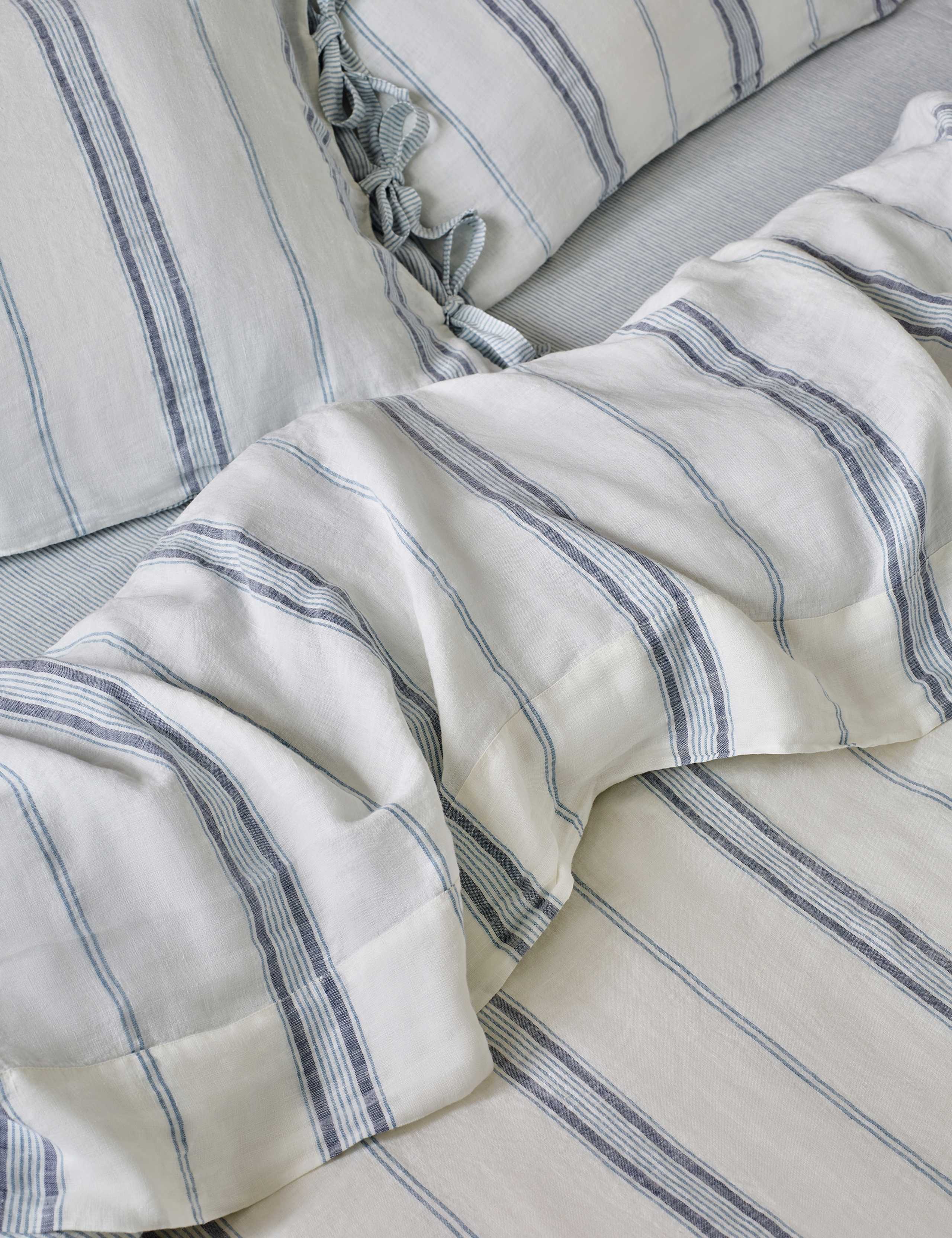 Pure Linen Farmhouse Stripe Flat Sheet 1 of 3