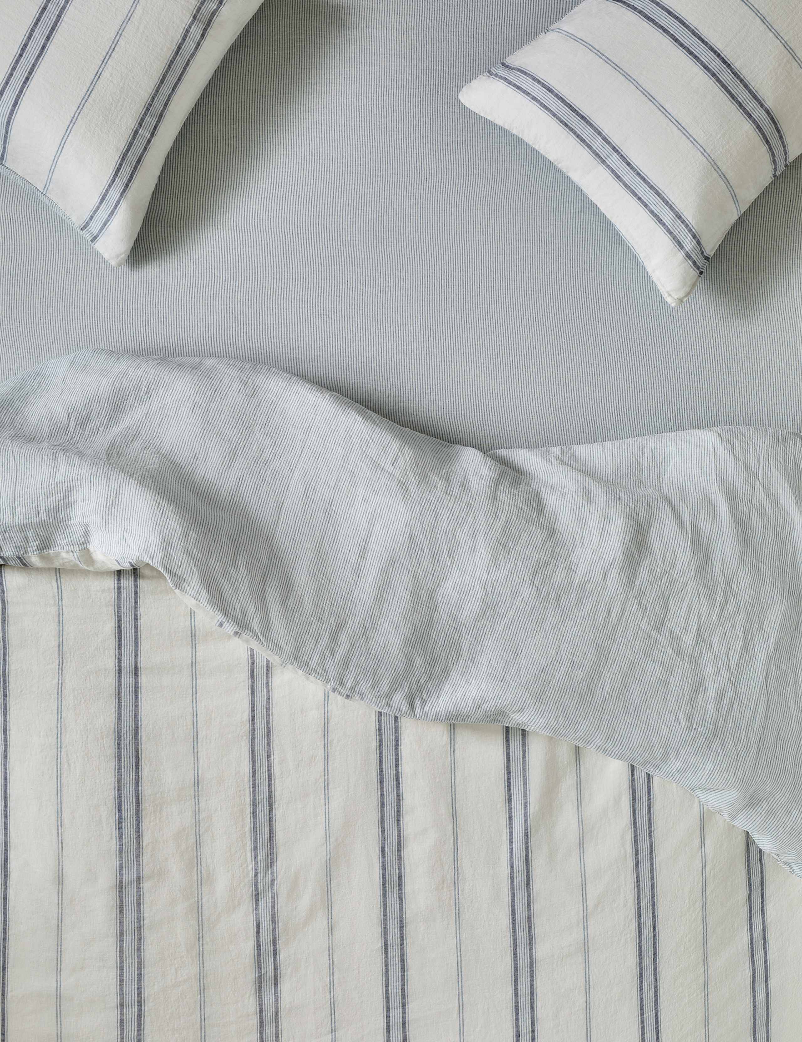 Pure Linen Farmhouse Stripe Fitted Sheet 1 of 3