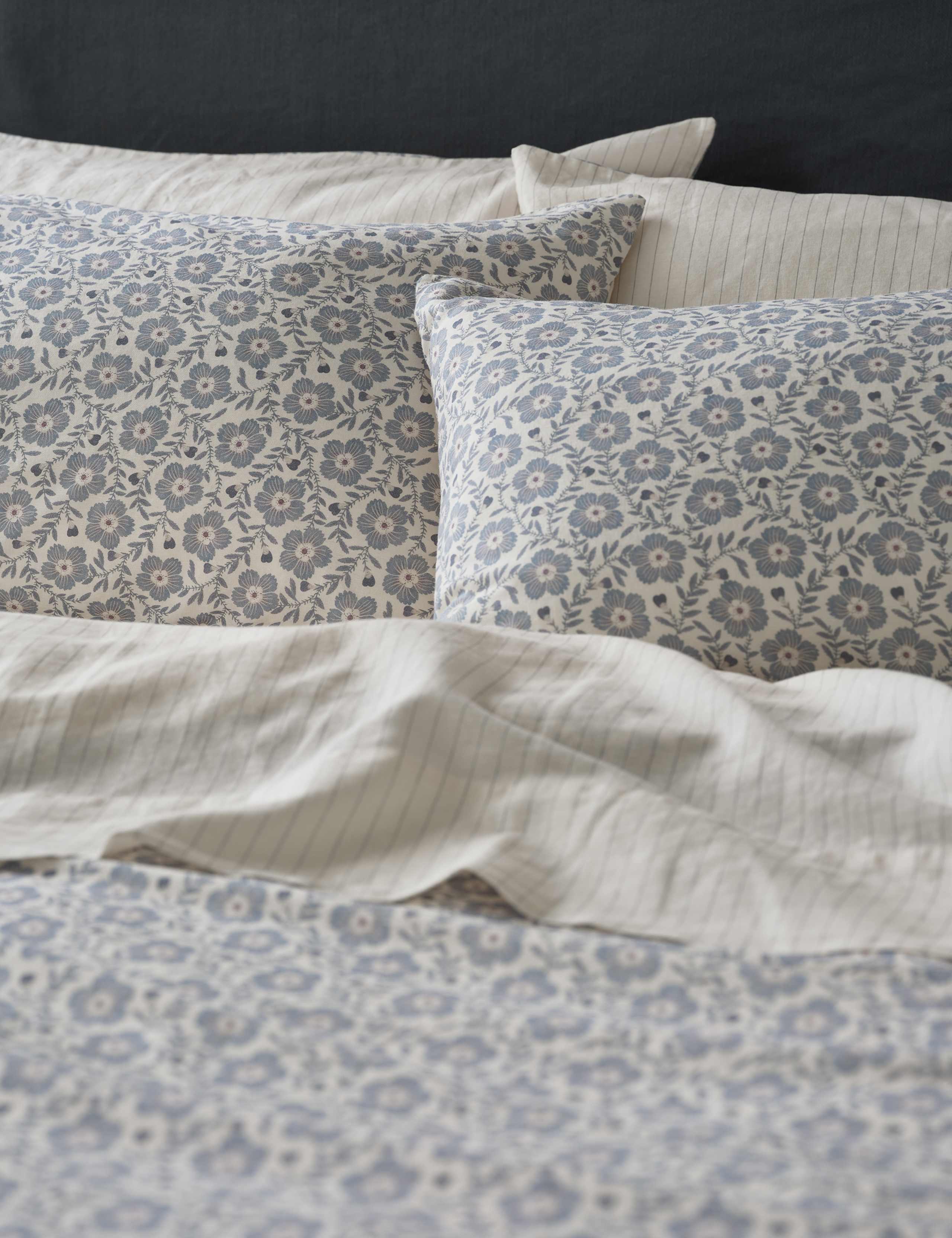 2 Pack Linen Rich Folk Floral Pillowcases 1 of 3