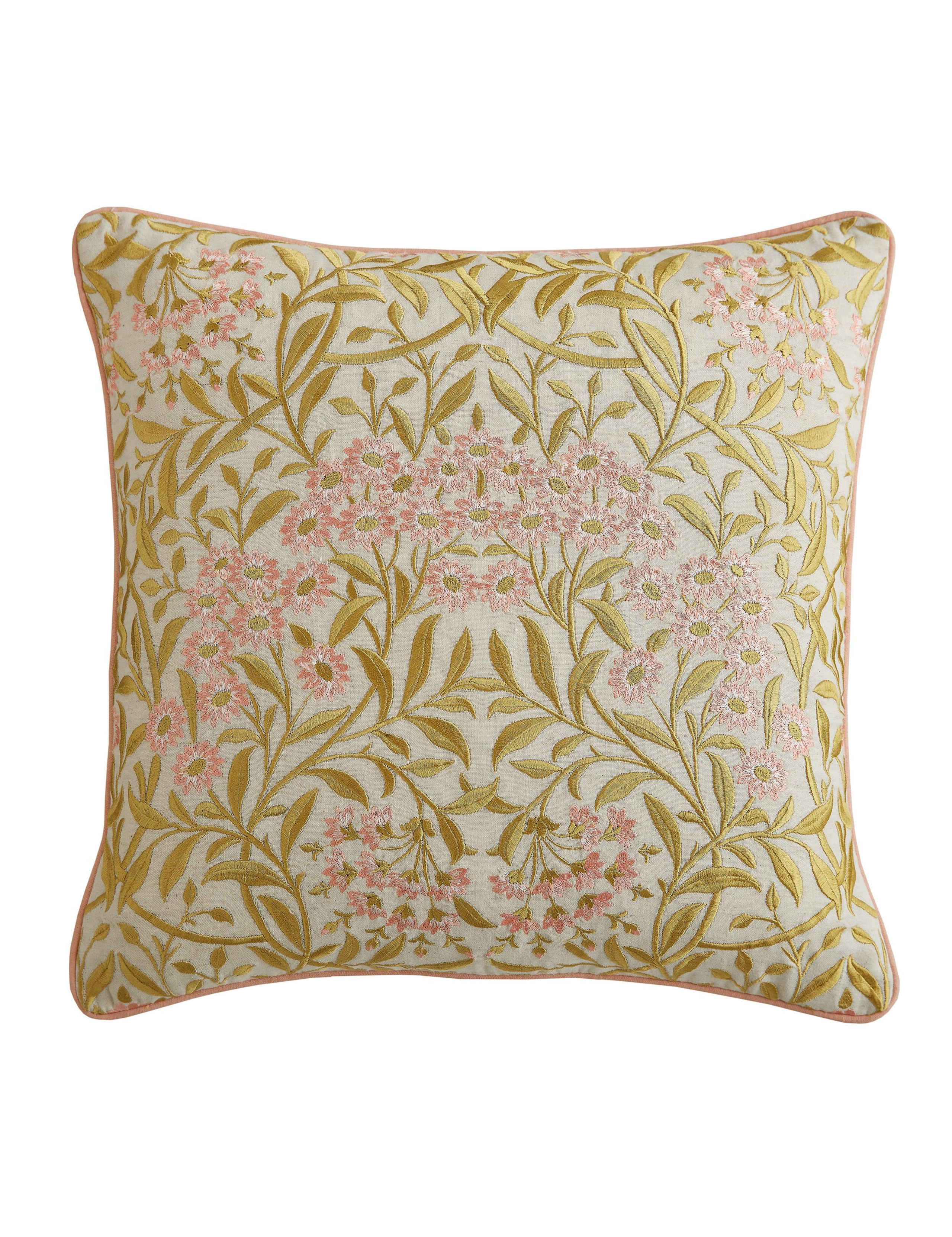 Michaelmas Daisy Embroidered 43x43cm Cushion 2 of 2