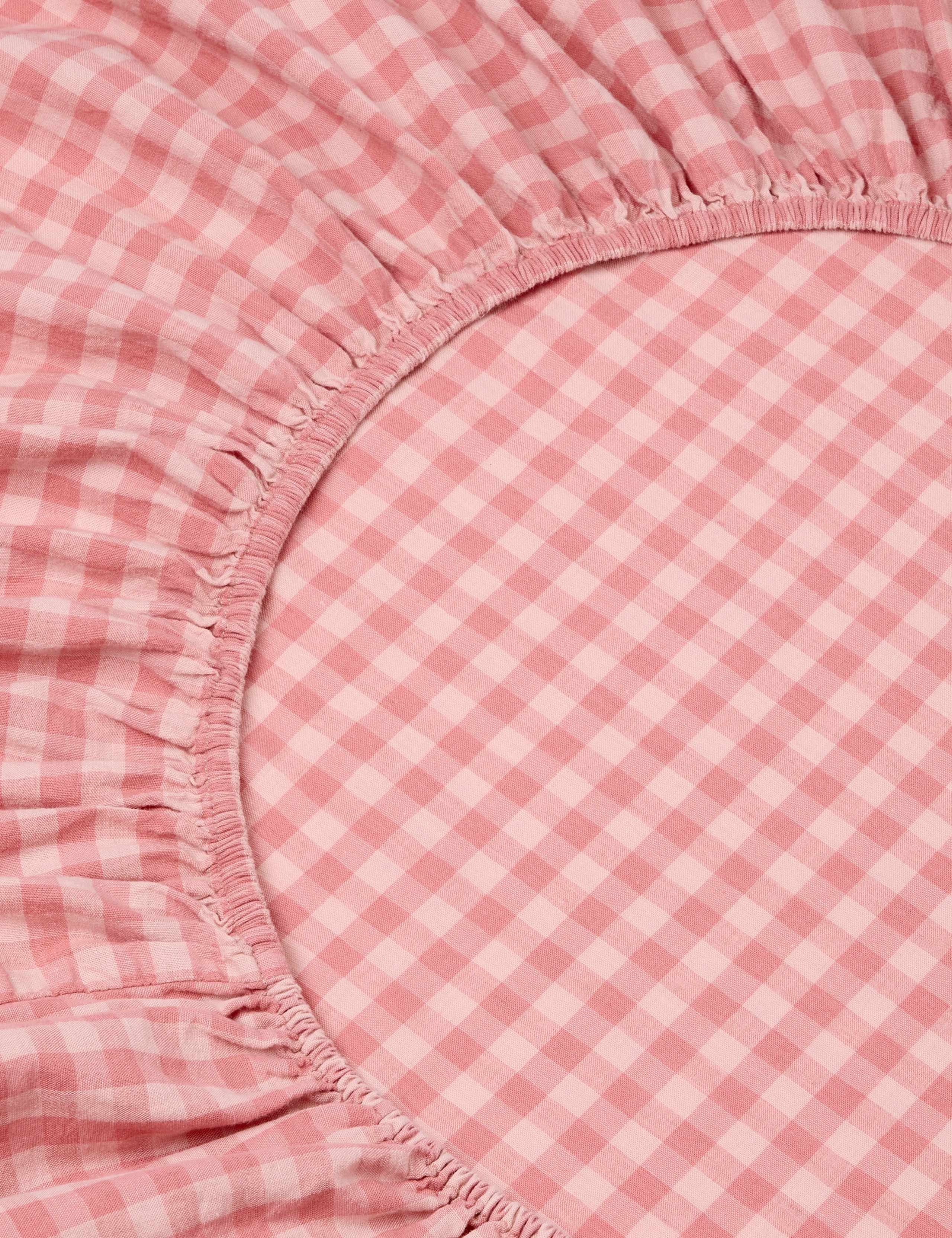 Linen Blend Gingham Fitted Sheet 3 of 3