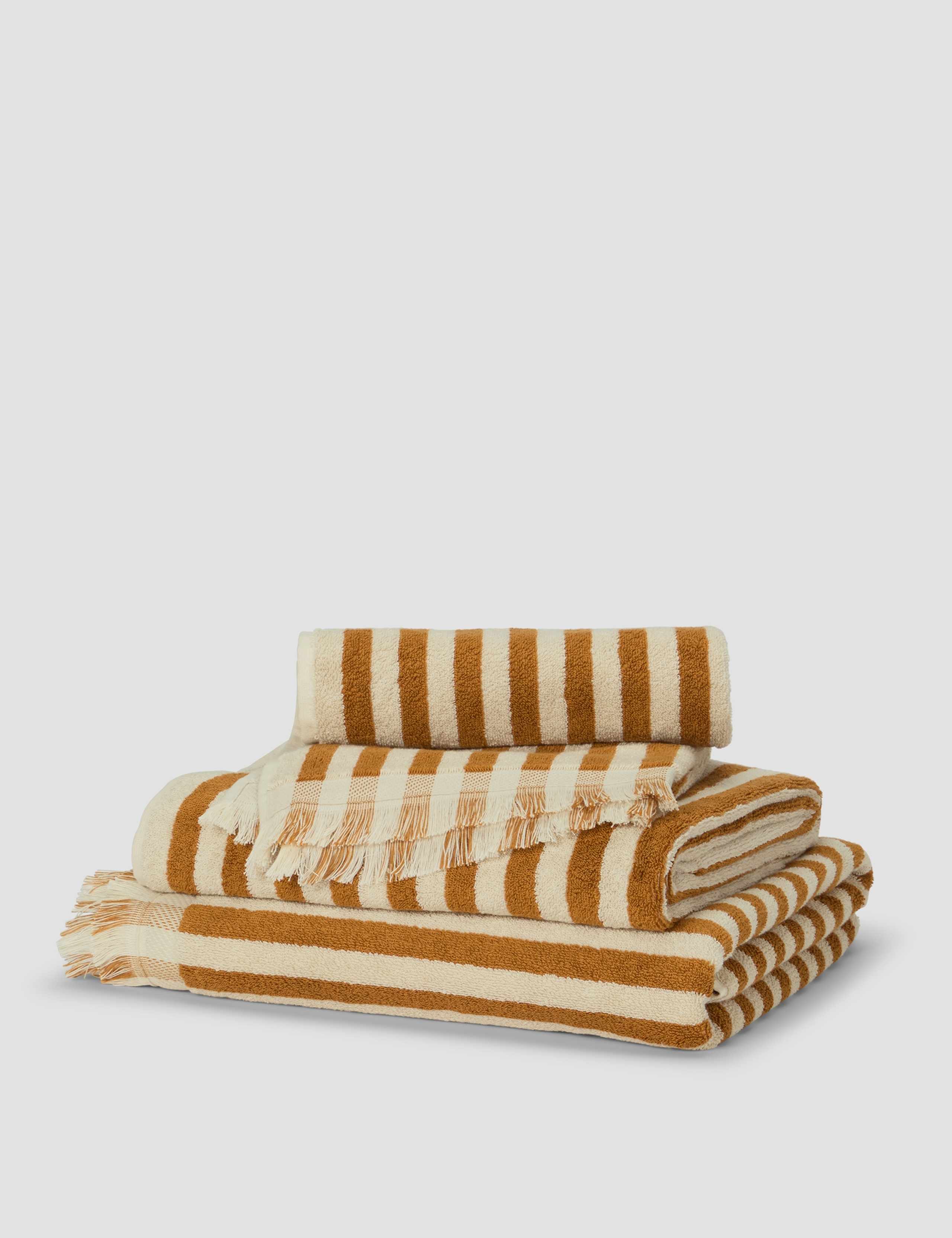 Pure Cotton Striped Fringed Towel 3 of 3