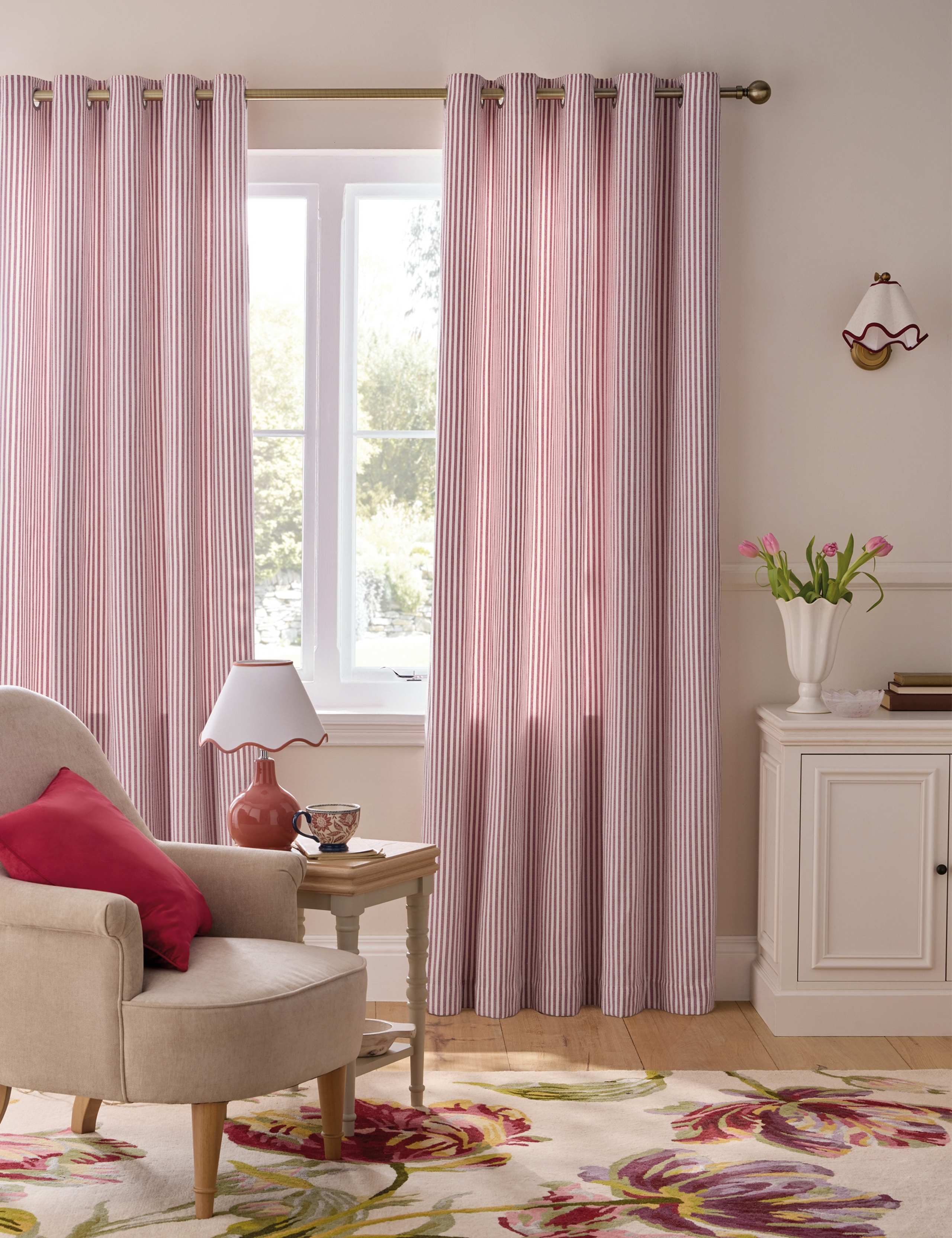 Cornish Chenille Striped Eyelet Curtains 1 of 4