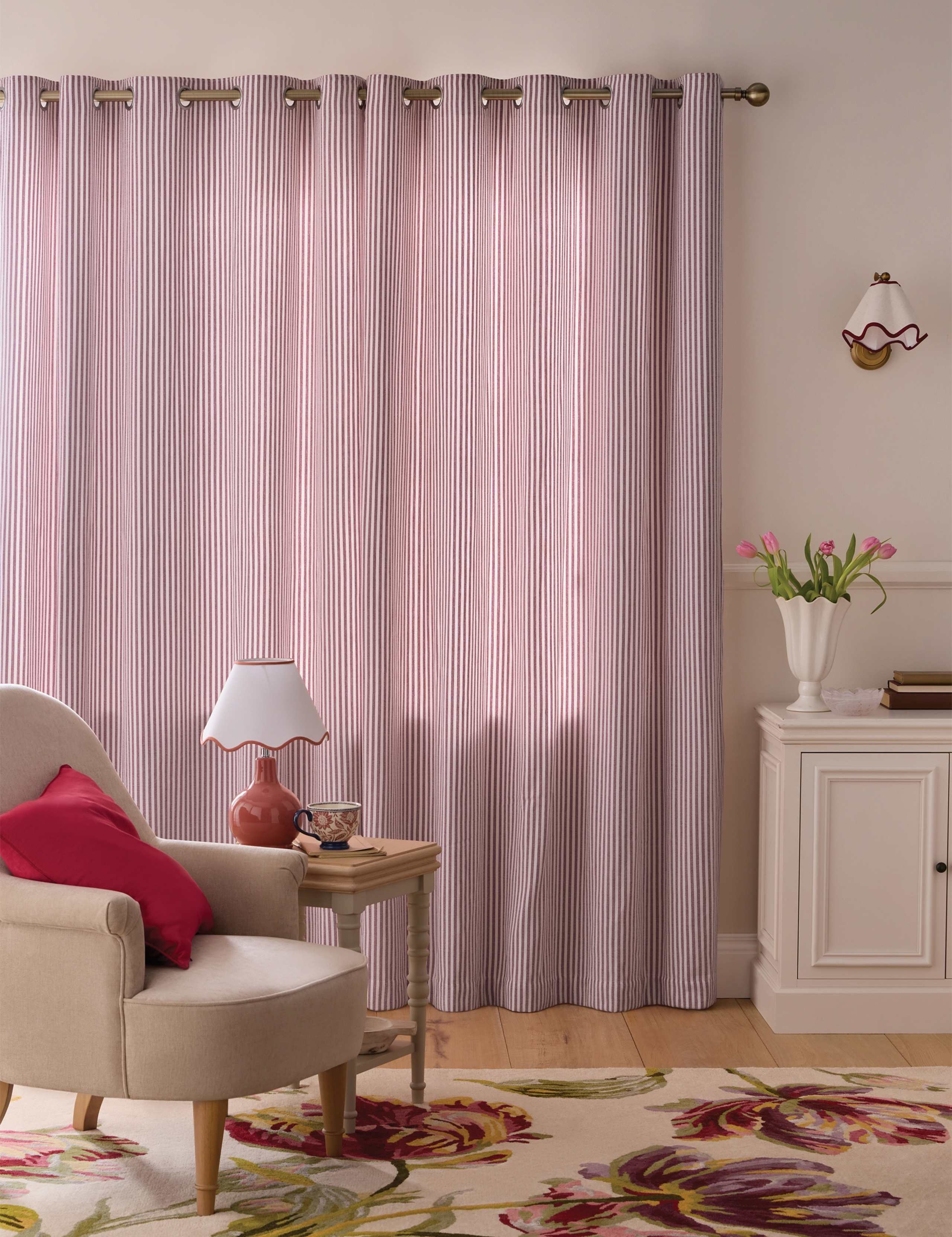 Cornish Chenille Striped Eyelet Curtains 4 of 4