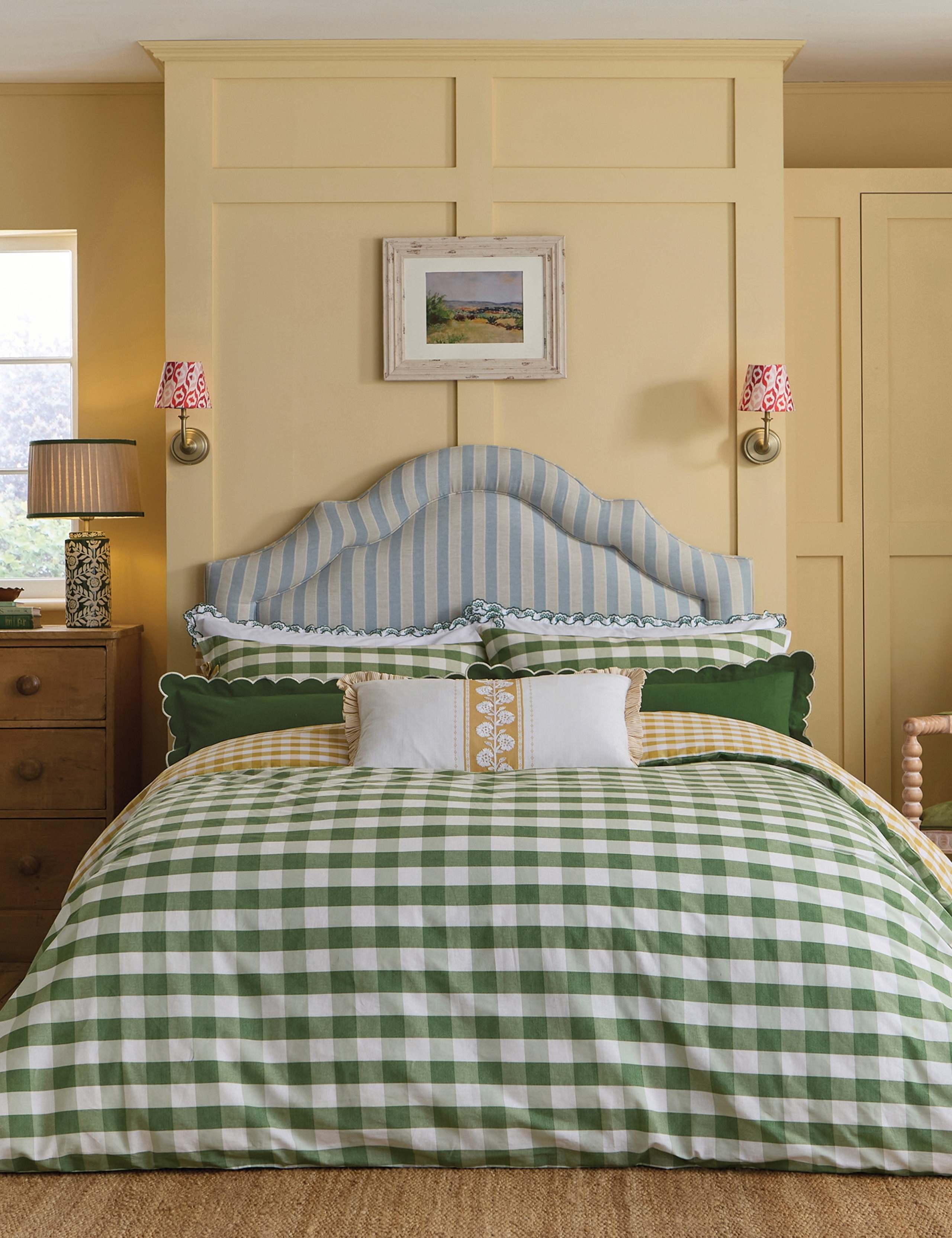 Pure Cotton Orchard Gingham Bedding Set 1 of 6