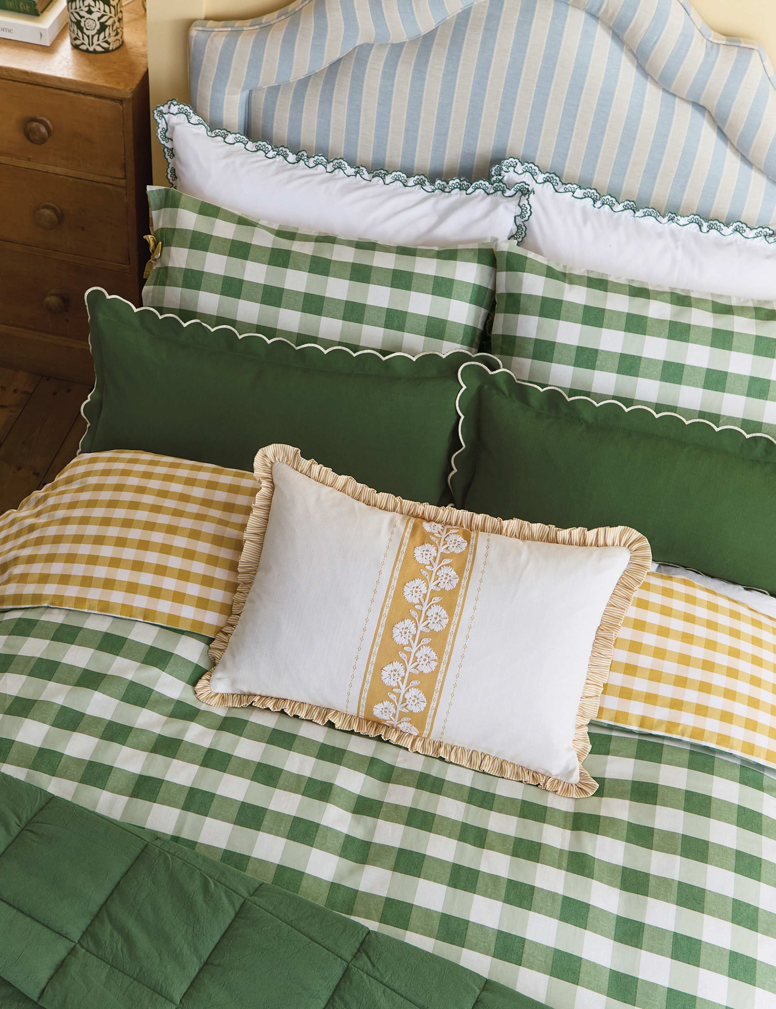 Pure Cotton Orchard Gingham Bedding Set 5 of 6