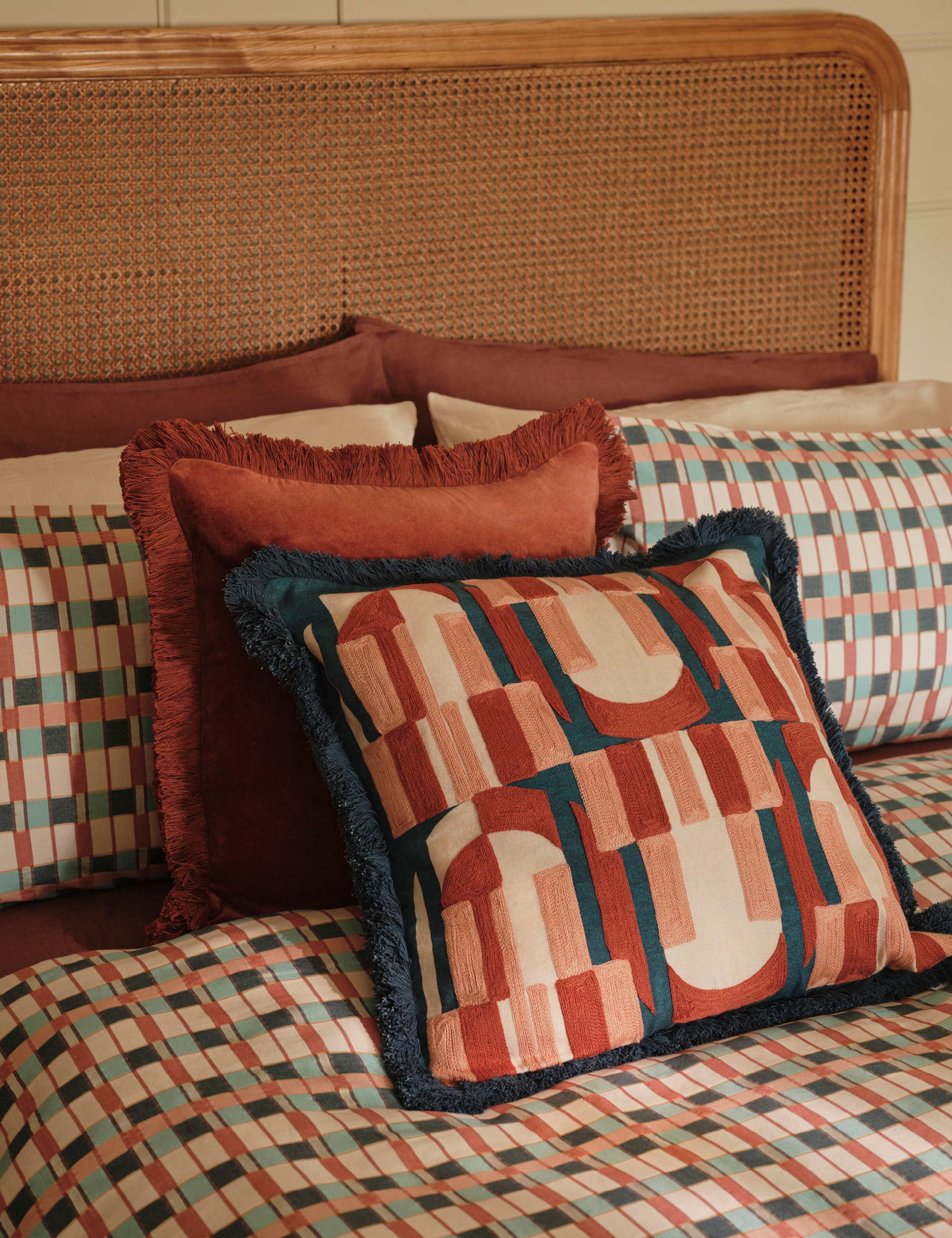 Pure Cotton Embroidered Fringe Cushion 5 of 5
