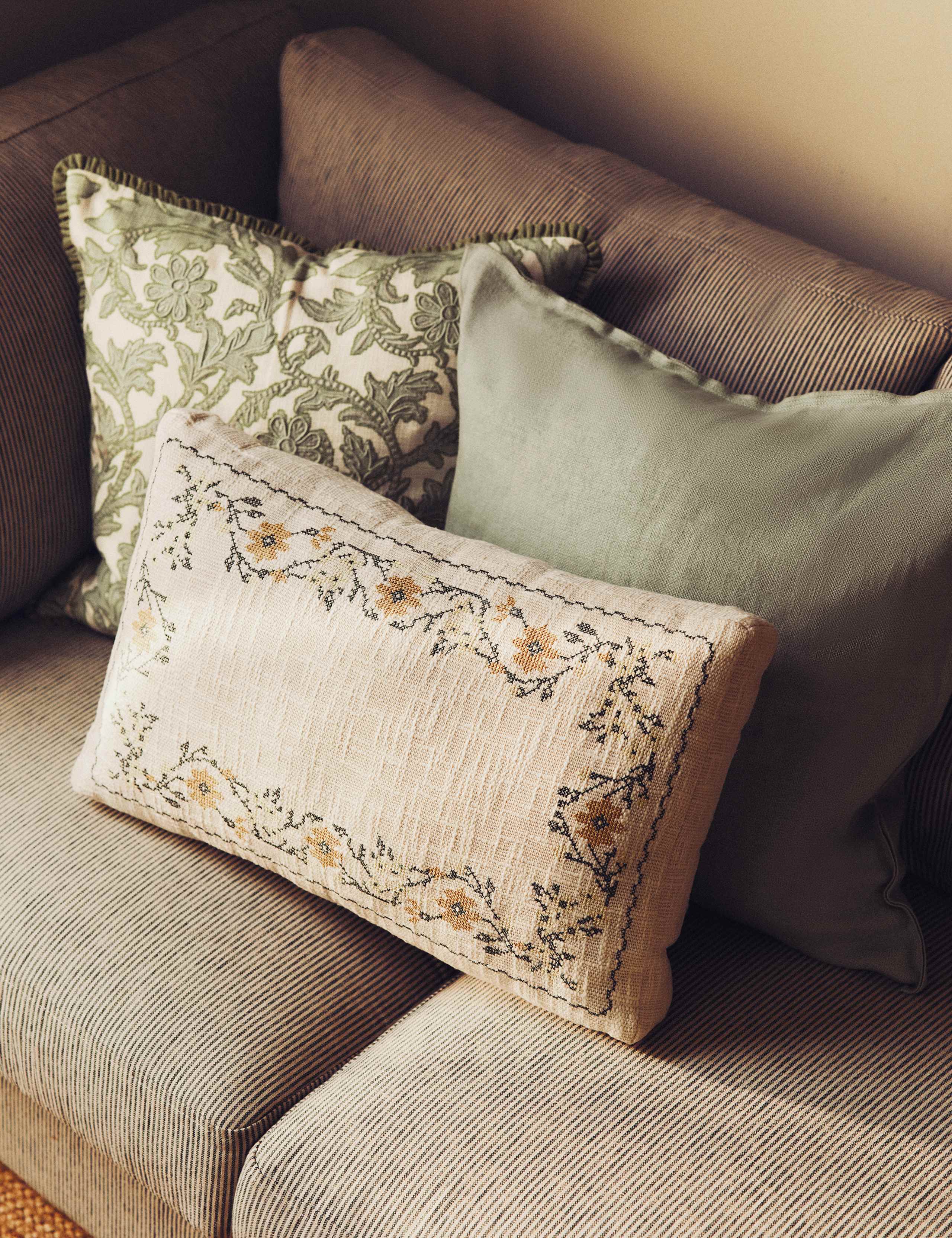 Pure Cotton Floral Stitch Box Cushion 5 of 5