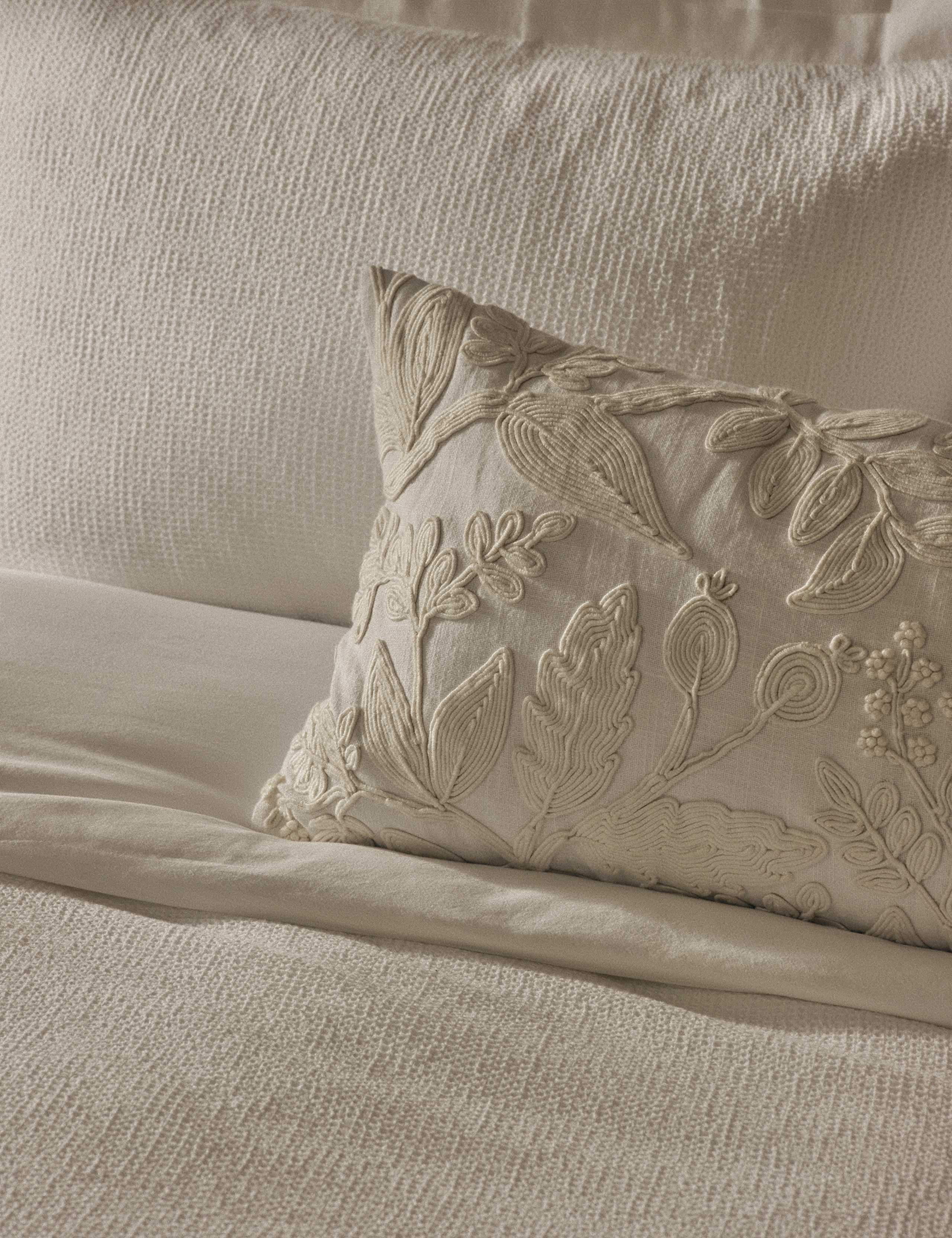 Pure Cotton Floral Embroidered Bolster Cushion 5 of 5